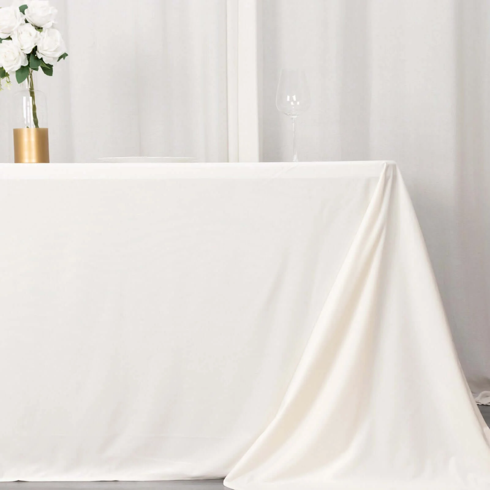 Fire Retardant 90"x132" Rectangle Scuba Polyester Tablecloth – Ivory, Wrinkle Free, Stain Resistant, Seamless Table Cover - Image 8