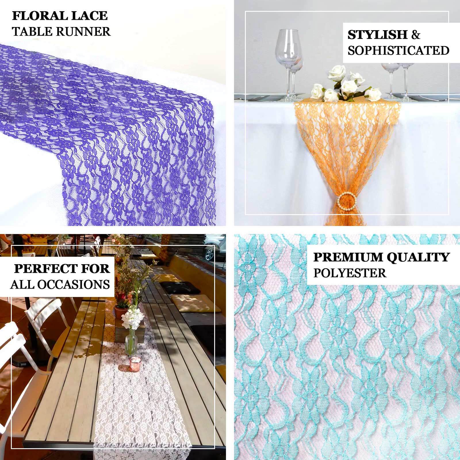 Floral Lace Table Runner 12"x108" Hunter Emerald Green - Delicate and Ornate Table Decor - Image 3