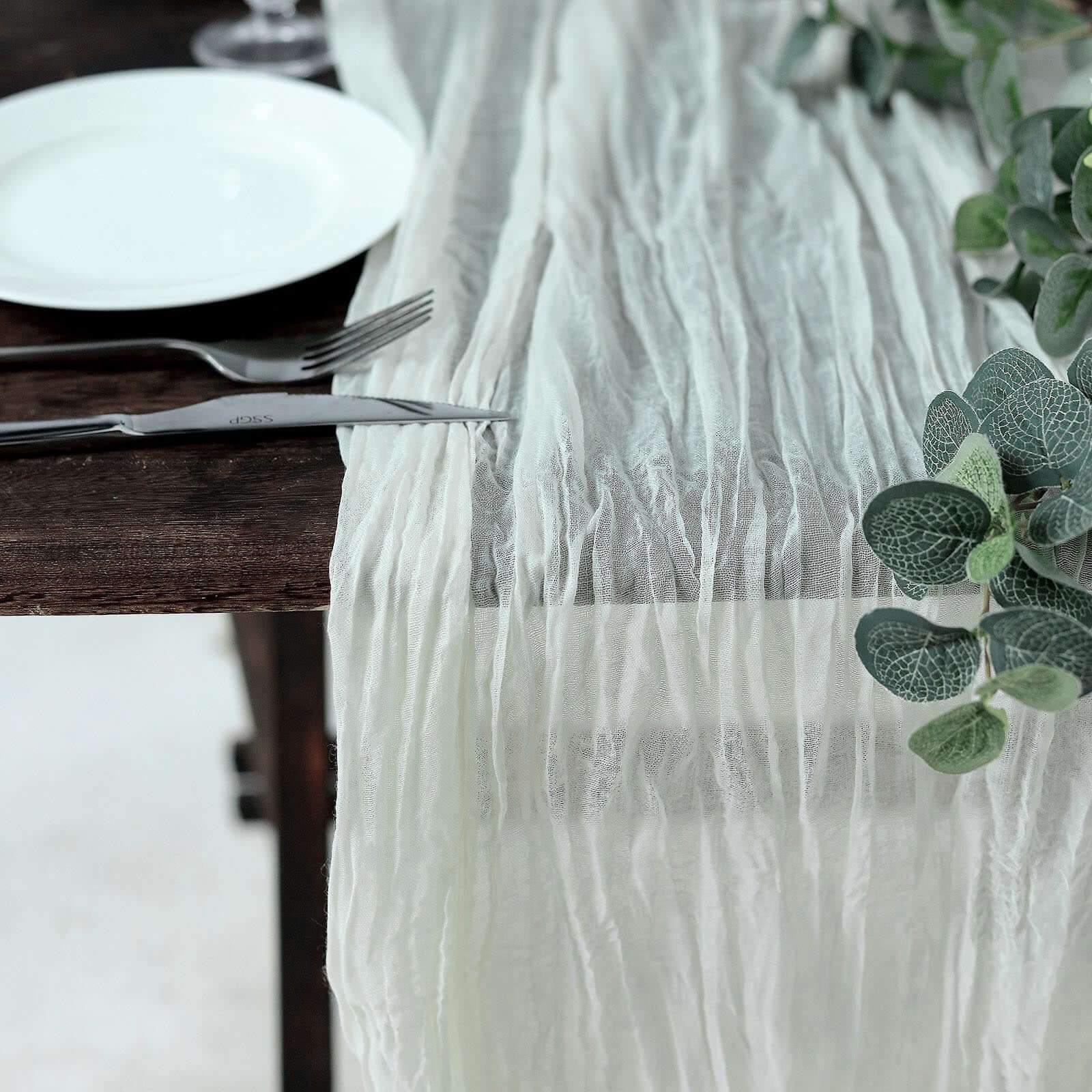 Gauze Cheesecloth Table Runner 10ft Ivory - Rustic Boho Table Linen - Image 7