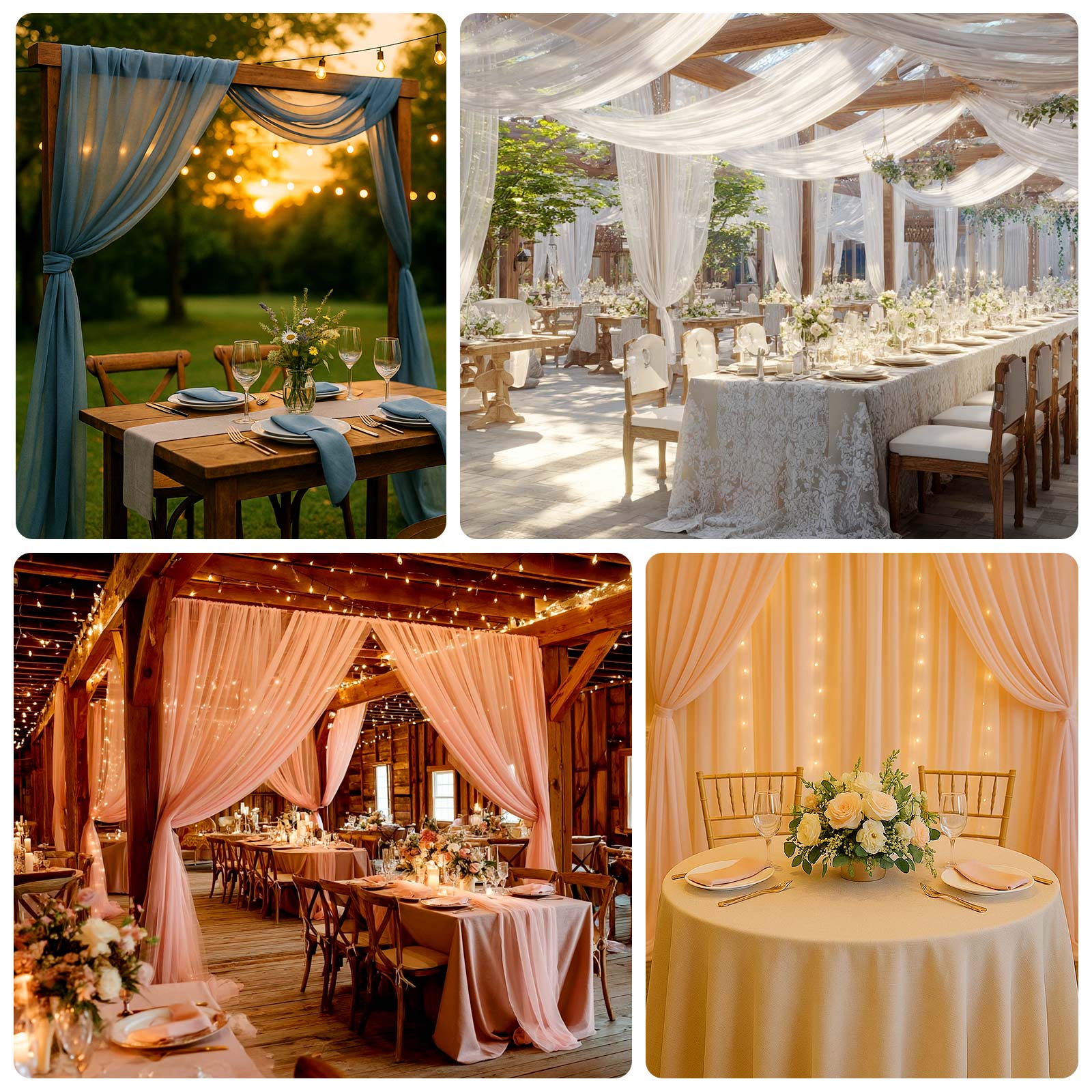 Sheer Wedding Arch Drape – 5ftx14ft Gold Sheer Curtain Backdrop, Ceiling Drapery Panel - Image 5