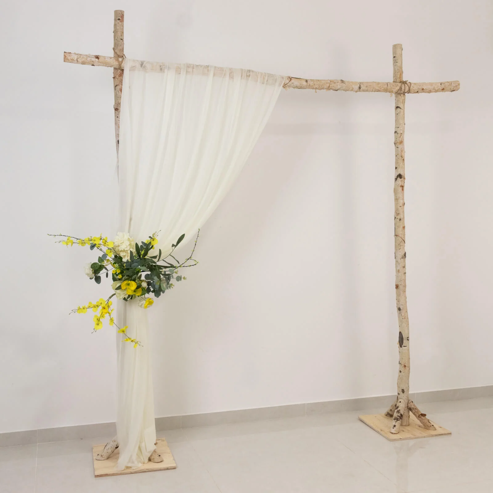 Sheer Wedding Arch Drape – 5ftx14ft Ivory Sheer Curtain Backdrop, Ceiling Drapery Panel