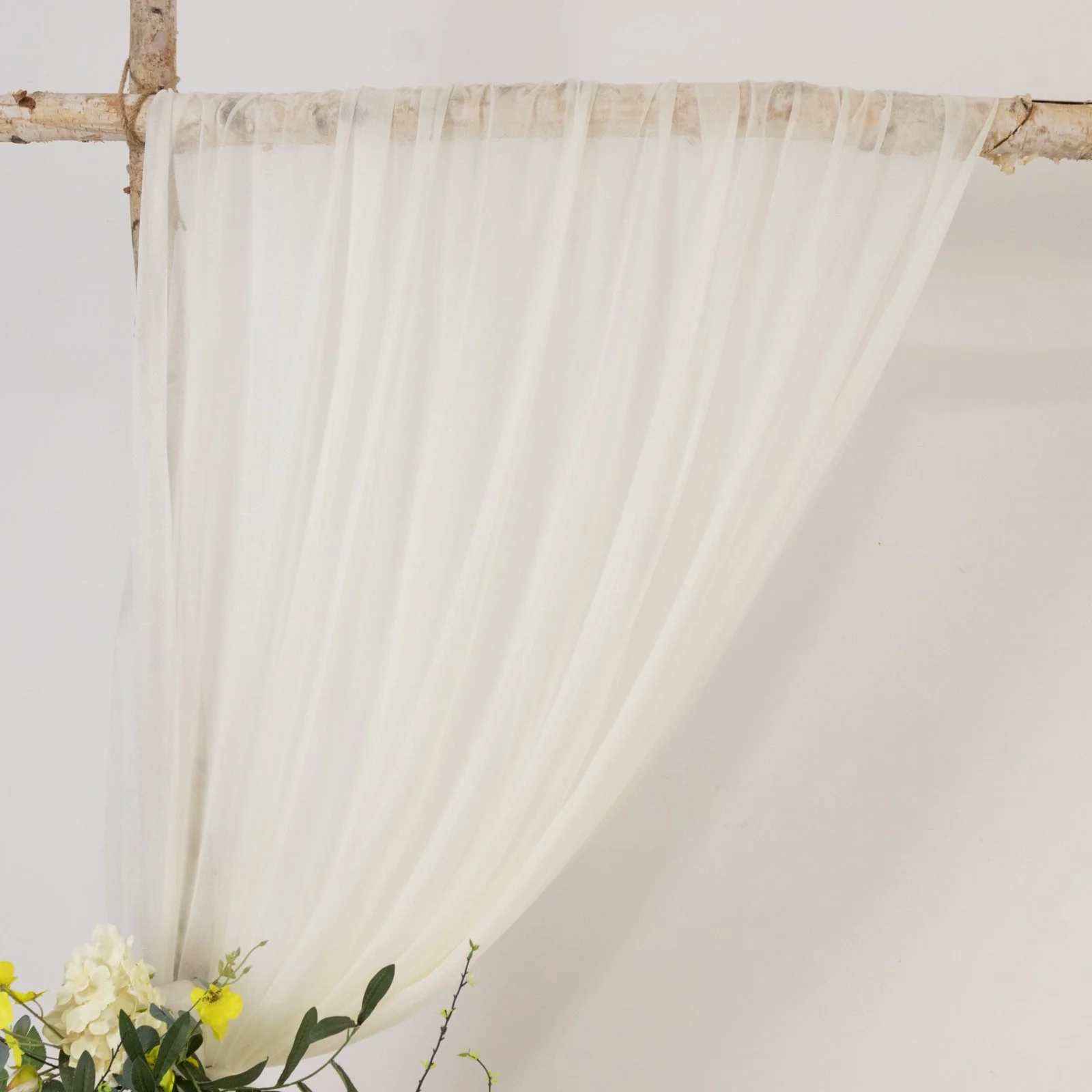Sheer Wedding Arch Drape – 5ftx14ft Ivory Sheer Curtain Backdrop, Ceiling Drapery Panel - Image 5