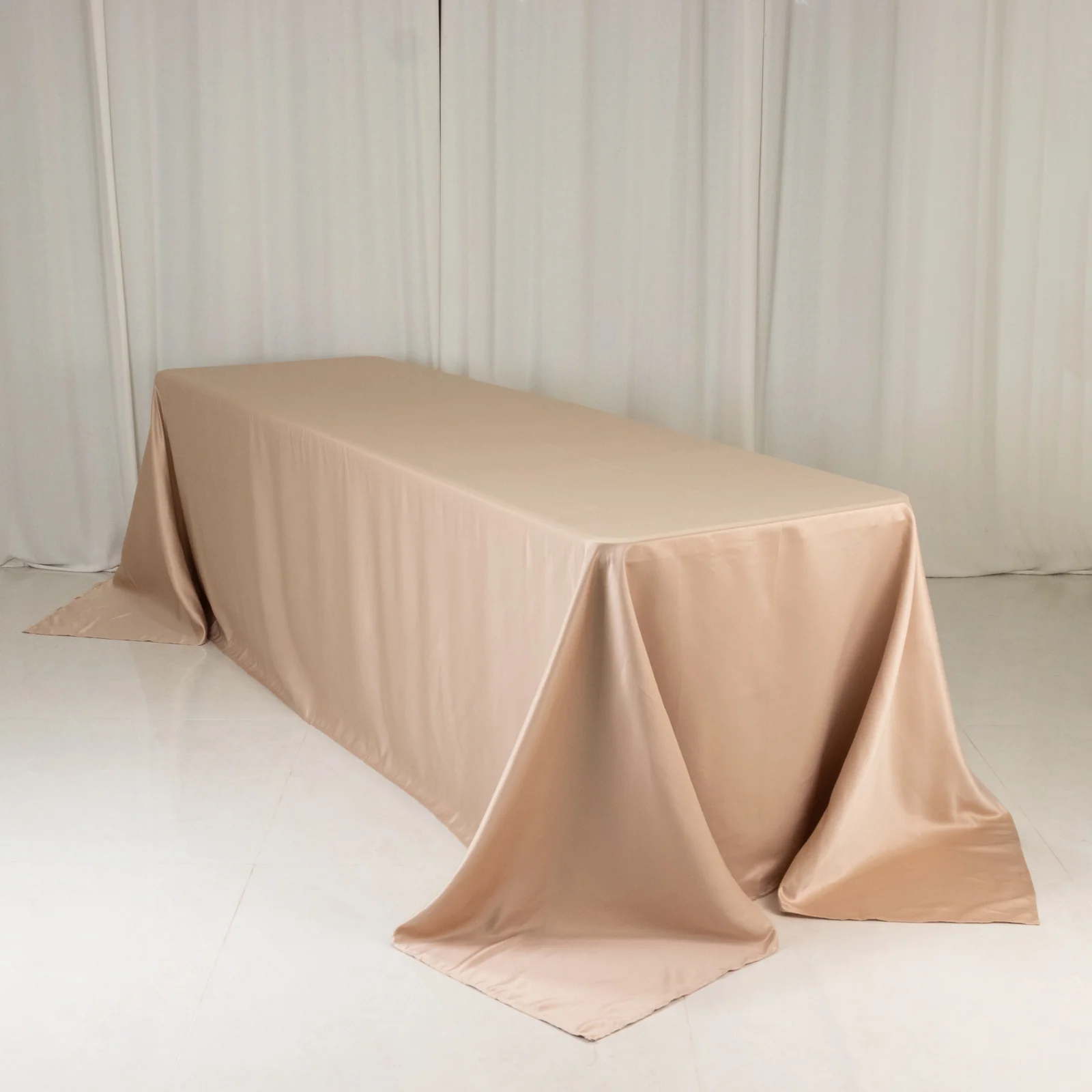 Lamour Satin Rectangle Tablecloth 90"x156" Nude - Soft Sheen Seamless Table Cover