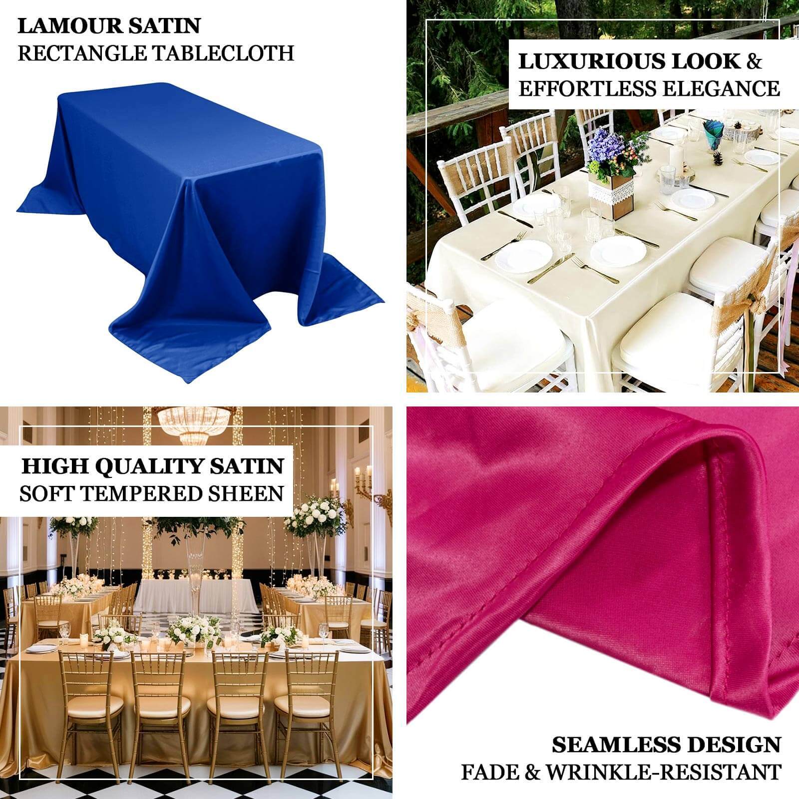 Lamour Satin Rectangle Tablecloth 90"x156" Nude - Soft Sheen Seamless Table Cover - Image 4
