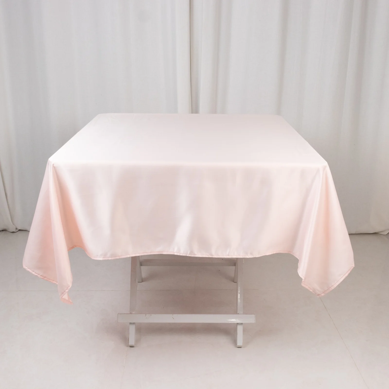 Lamour Satin Square Tablecloth 54"x54" Blush - Classy Silk-Like Table Cover