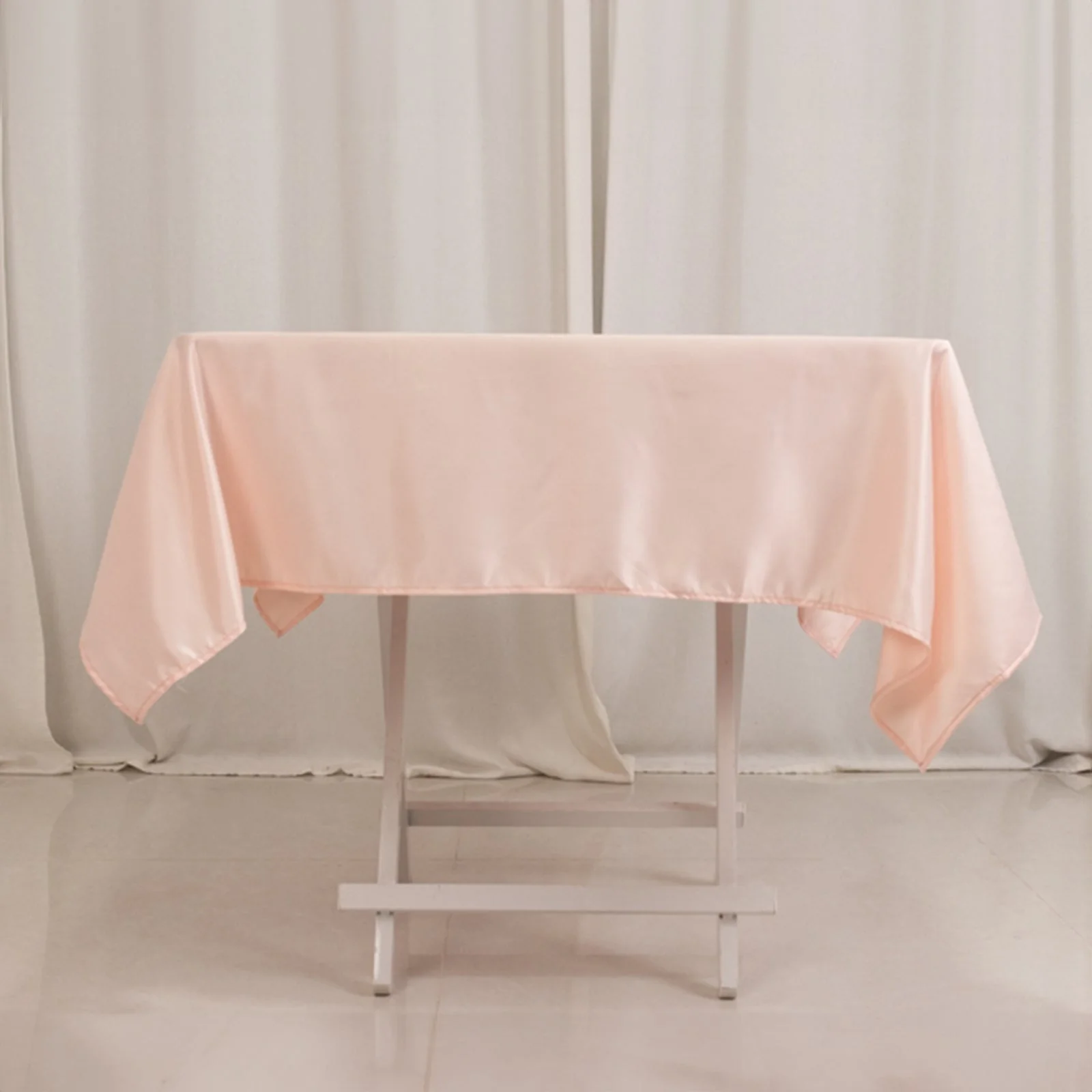 Lamour Satin Square Tablecloth 54"x54" Blush - Classy Silk-Like Table Cover - Image 8