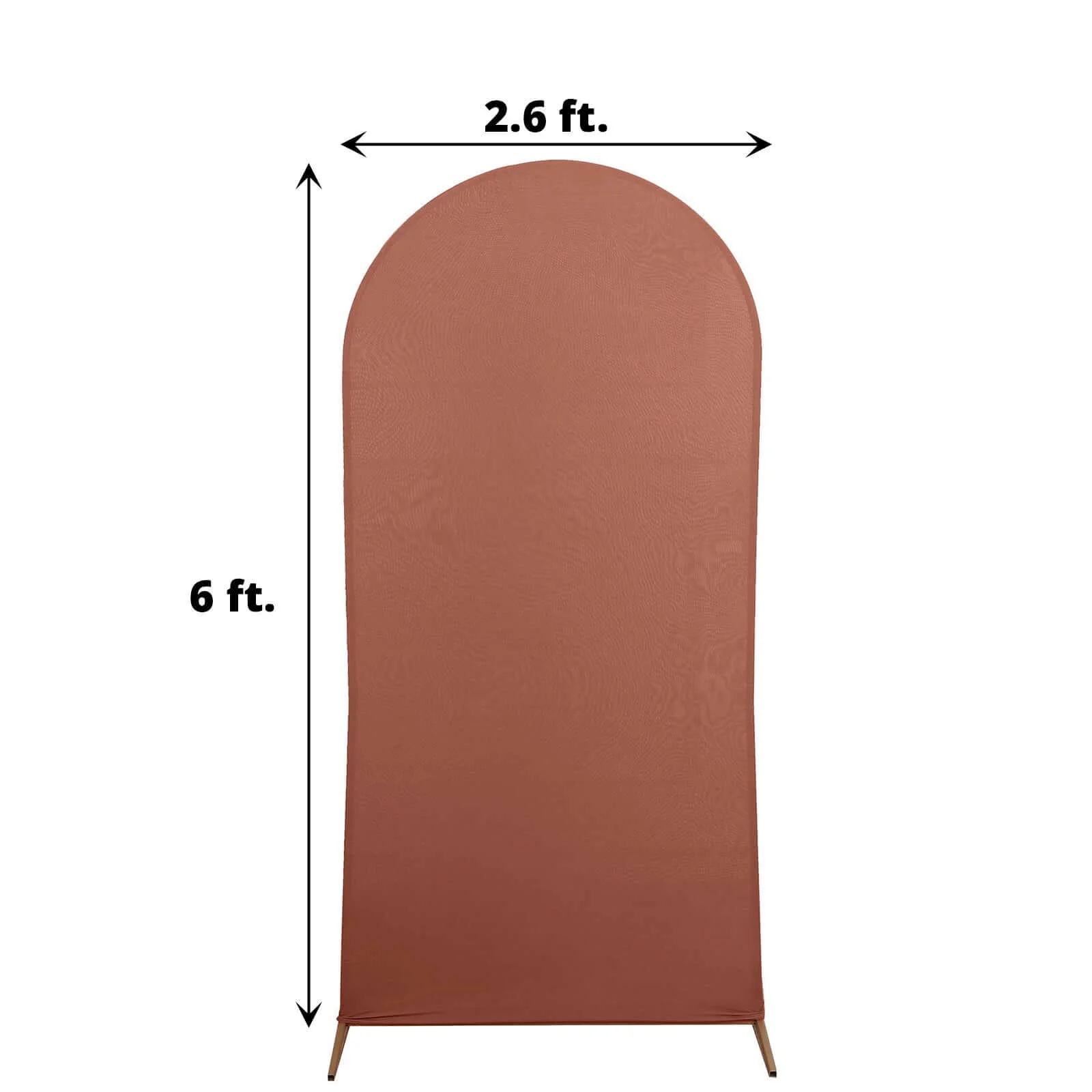 Matte Terracotta (Rust) Spandex Fitted Wedding Arch Cover For Round Top Chiara Backdrop Stand 6ft - Image 3