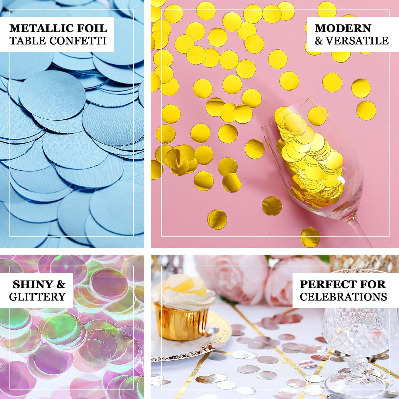 Metallic Round Party Confetti 18G Bag Dusty Blue Foil - Balloon Table Confetti Glitter Dots for Festive Weddings Baby Bridal Showers & Events - Image 4