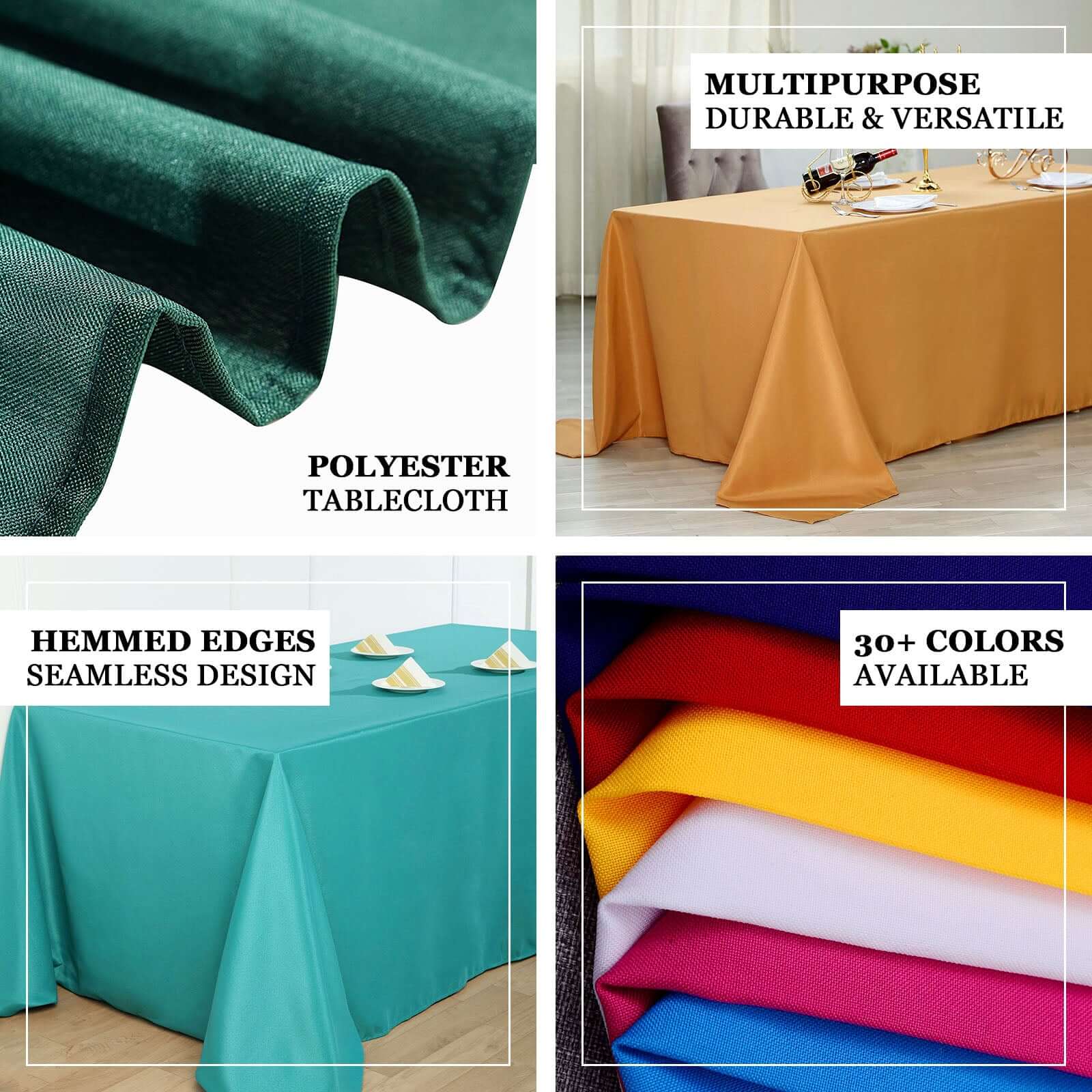 Polyester Rectangle Tablecloth 90"x156" Orange with Seamless Finish - Image 4