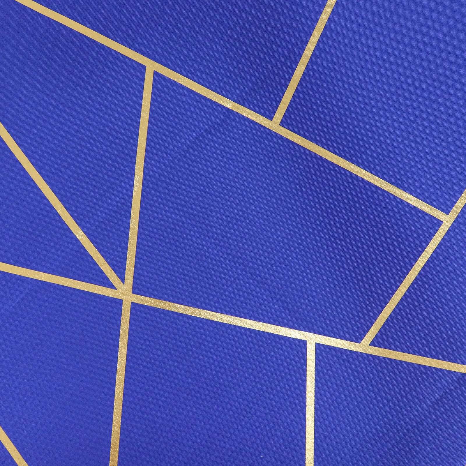 Polyester Round Tablecloth 120" Royal Blue with Gold Foil Geometric Pattern - Seamless & Wrinkle-Resistant Table Cover - Image 8