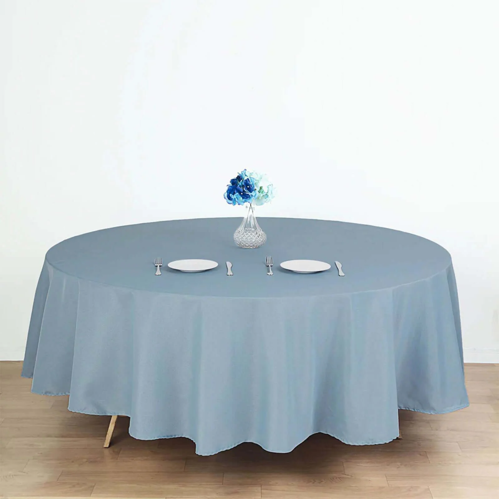 Polyester Round Tablecloth 90" Dusty Blue - Reusable & Durable Table Cover