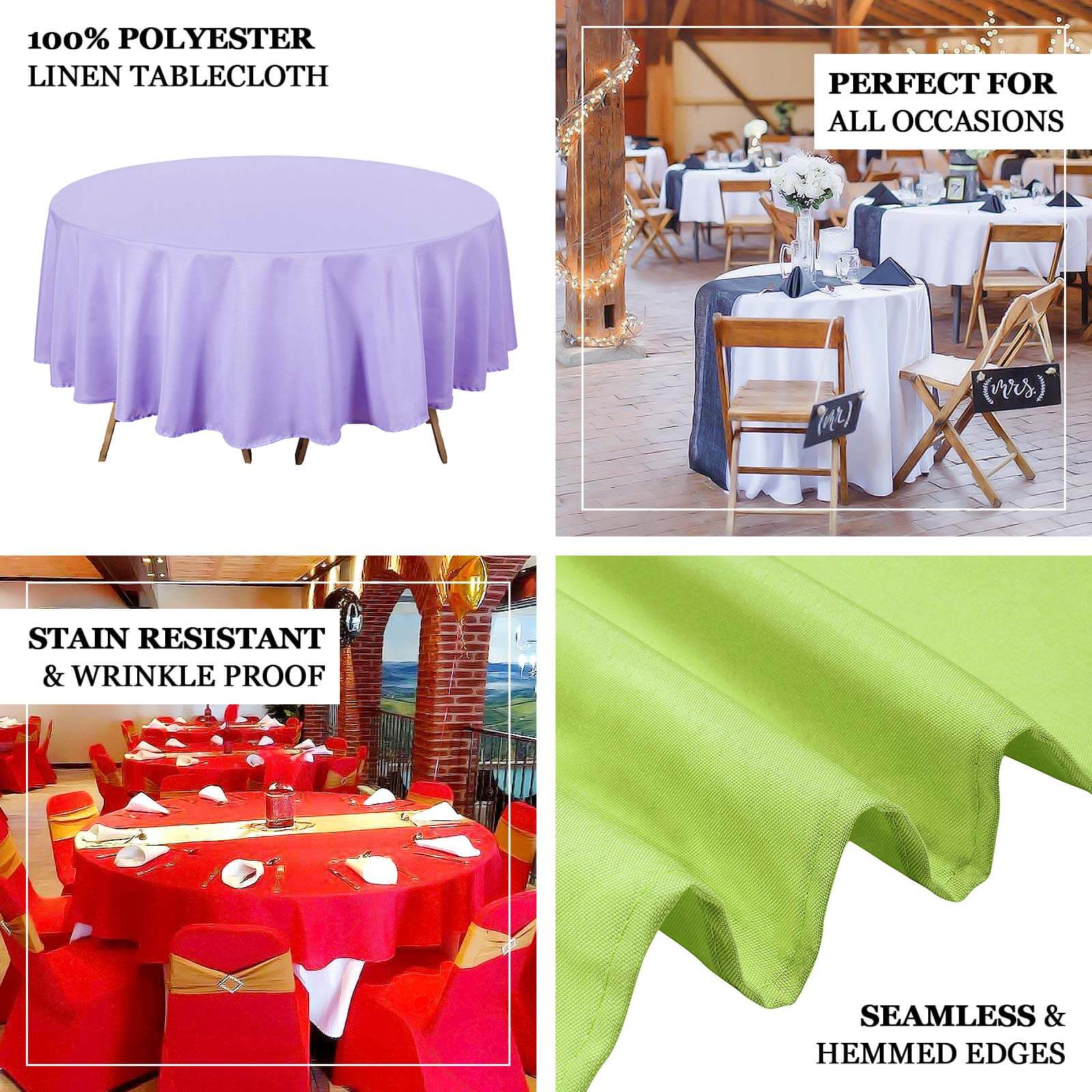 Polyester Round Tablecloth 90" Dusty Blue - Reusable & Durable Table Cover - Image 3