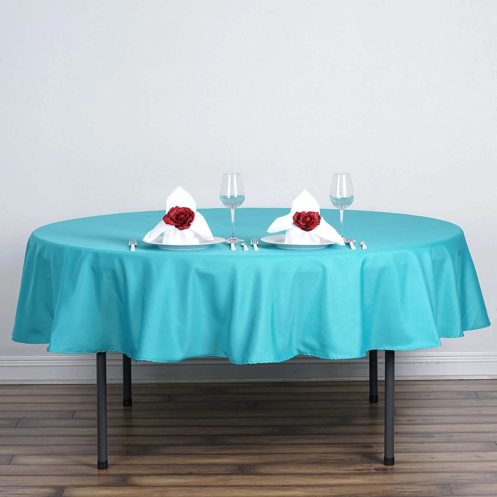 Polyester Round Tablecloth 90" Turquoise - Reusable & Durable Table Cover