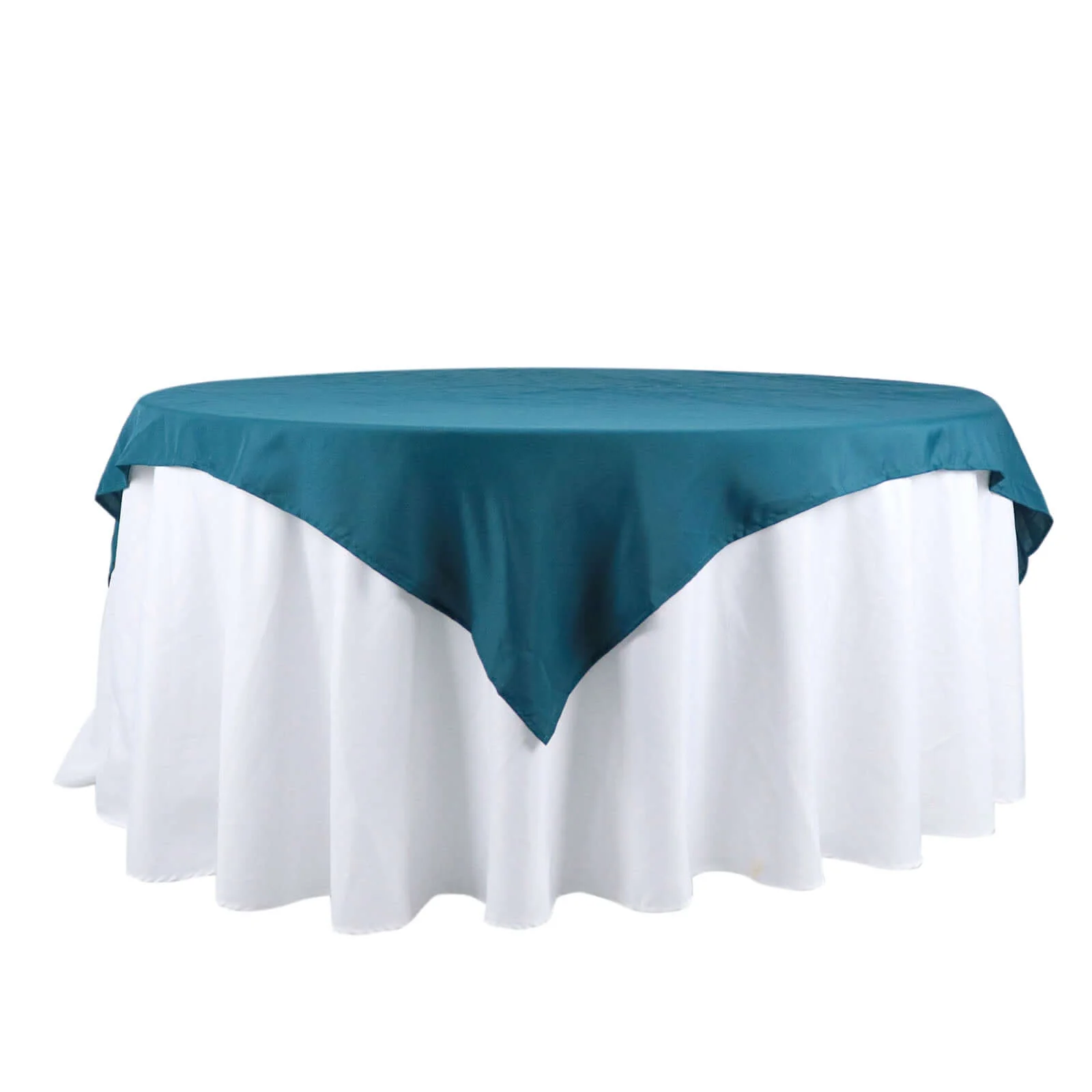 Polyester Square Table Overlay 54"x54" Peacock Teal - Wrinkle-Resistant Table Topper - Image 7