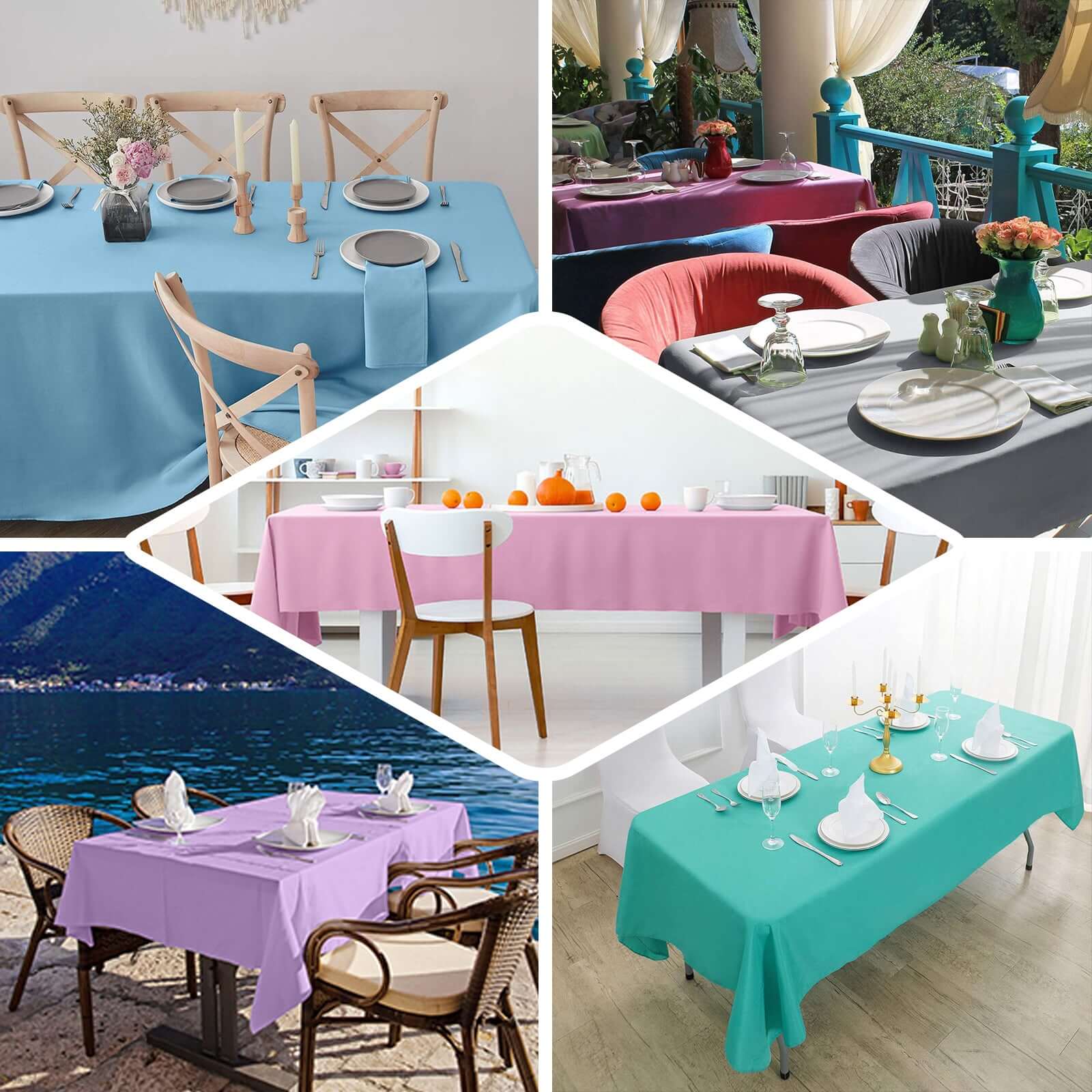 Premium Polyester Rectangle Tablecloth 60"x126" Nude - 220GSM Wrinkle-Resistant Table Cover - Image 5