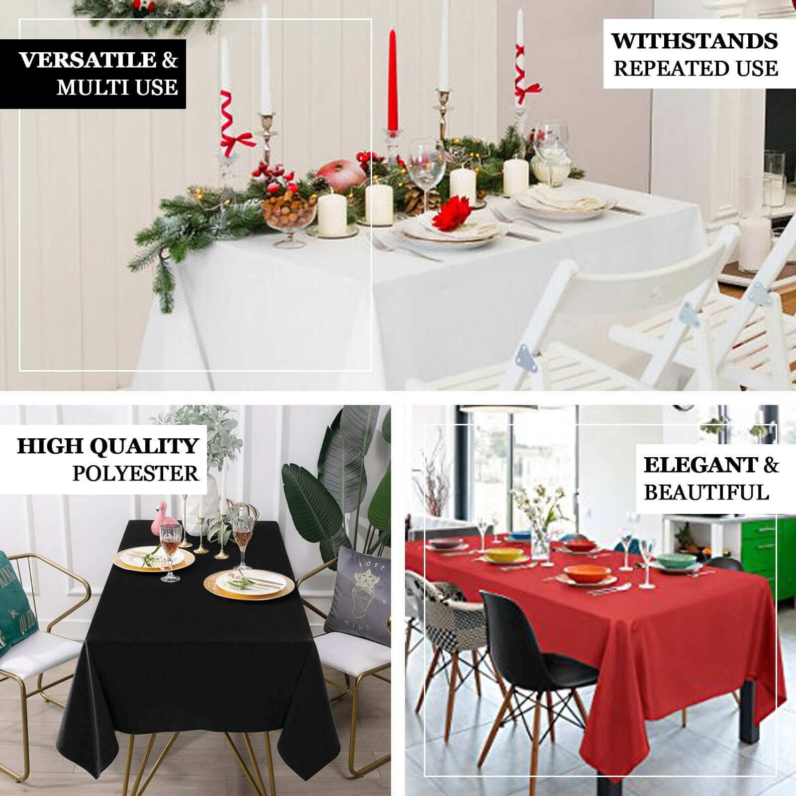 Premium Polyester Rectangle Tablecloth 60"x126" Sage Green - 220GSM Wrinkle-Resistant Table Cover - Image 3