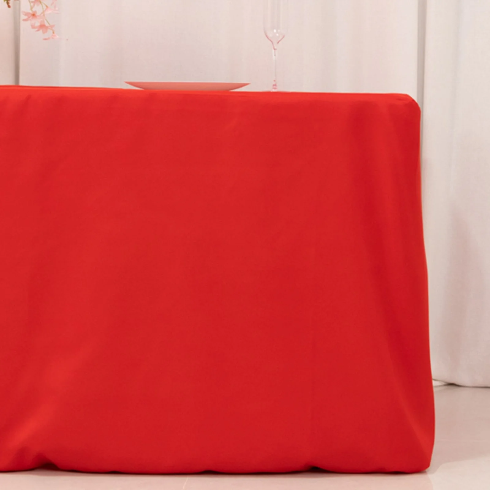 Premium Polyester Rectangle Tablecloth 6ft Red - Durable Fitted 220GSM Table Cover - Image 2