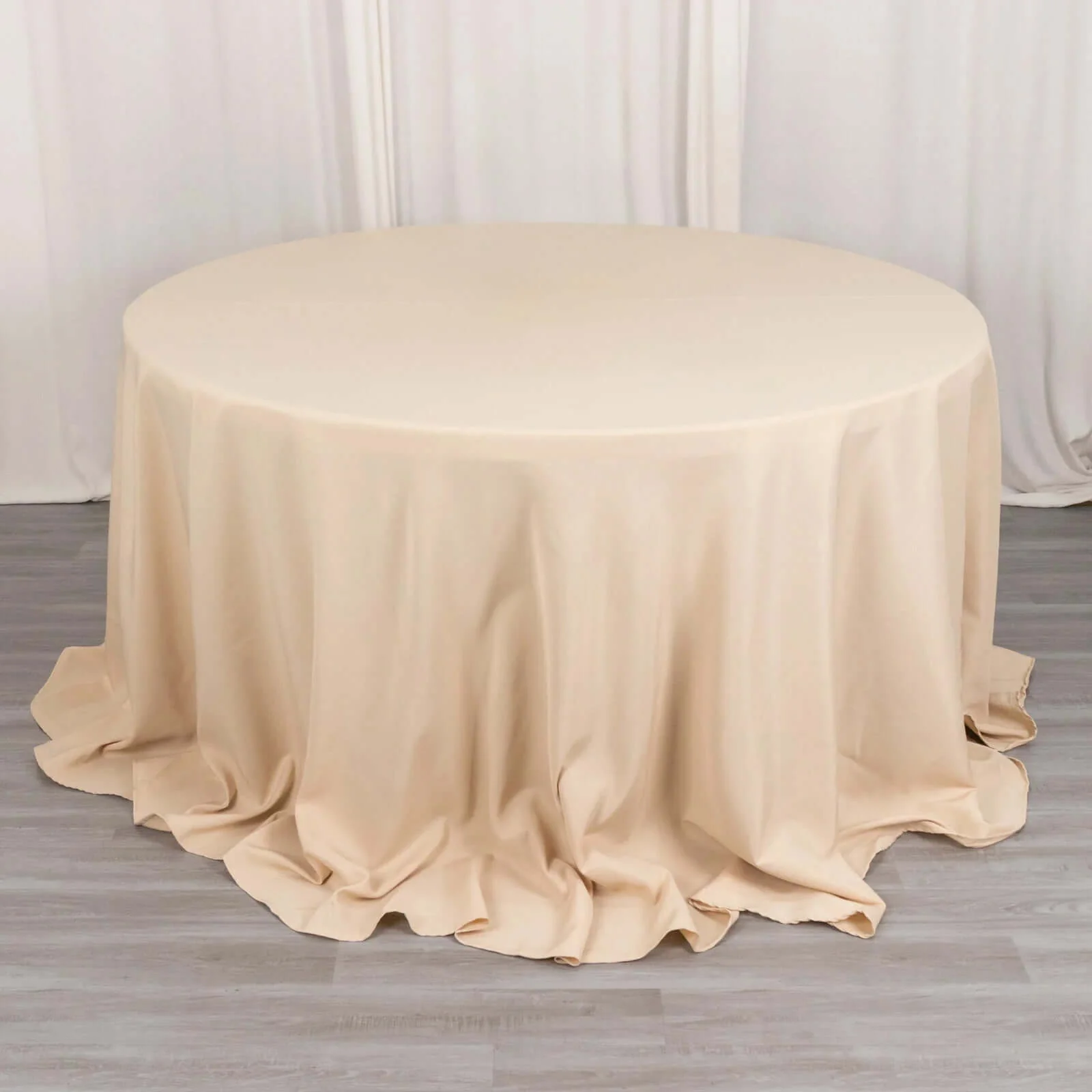 Premium Polyester Round Tablecloth 132" Beige - Seamless 220GSM Table Cover