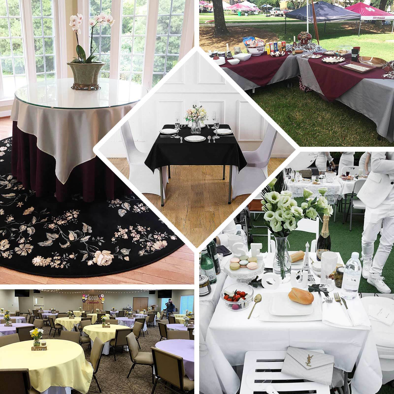 Premium Polyester Square Tablecloth 54"x54" Navy Blue - 220GSM Wrinkle-Resistant Table Cover - Image 5