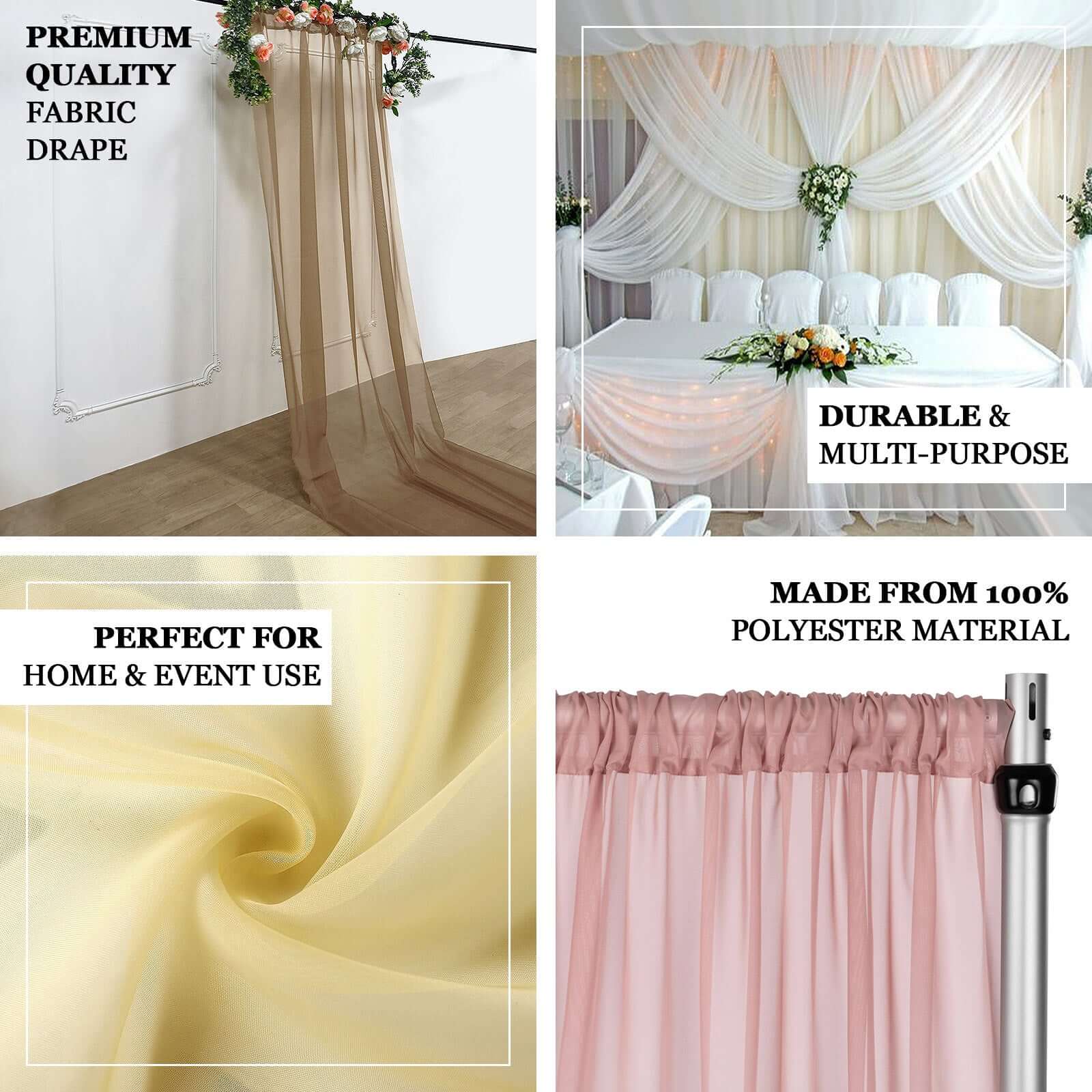 Royal Blue Chiffon Ceiling Drapery, Durable Flame Resistant Long Curtain Backdrop Panel With Rod Pocket 5ftx32ft - Image 3