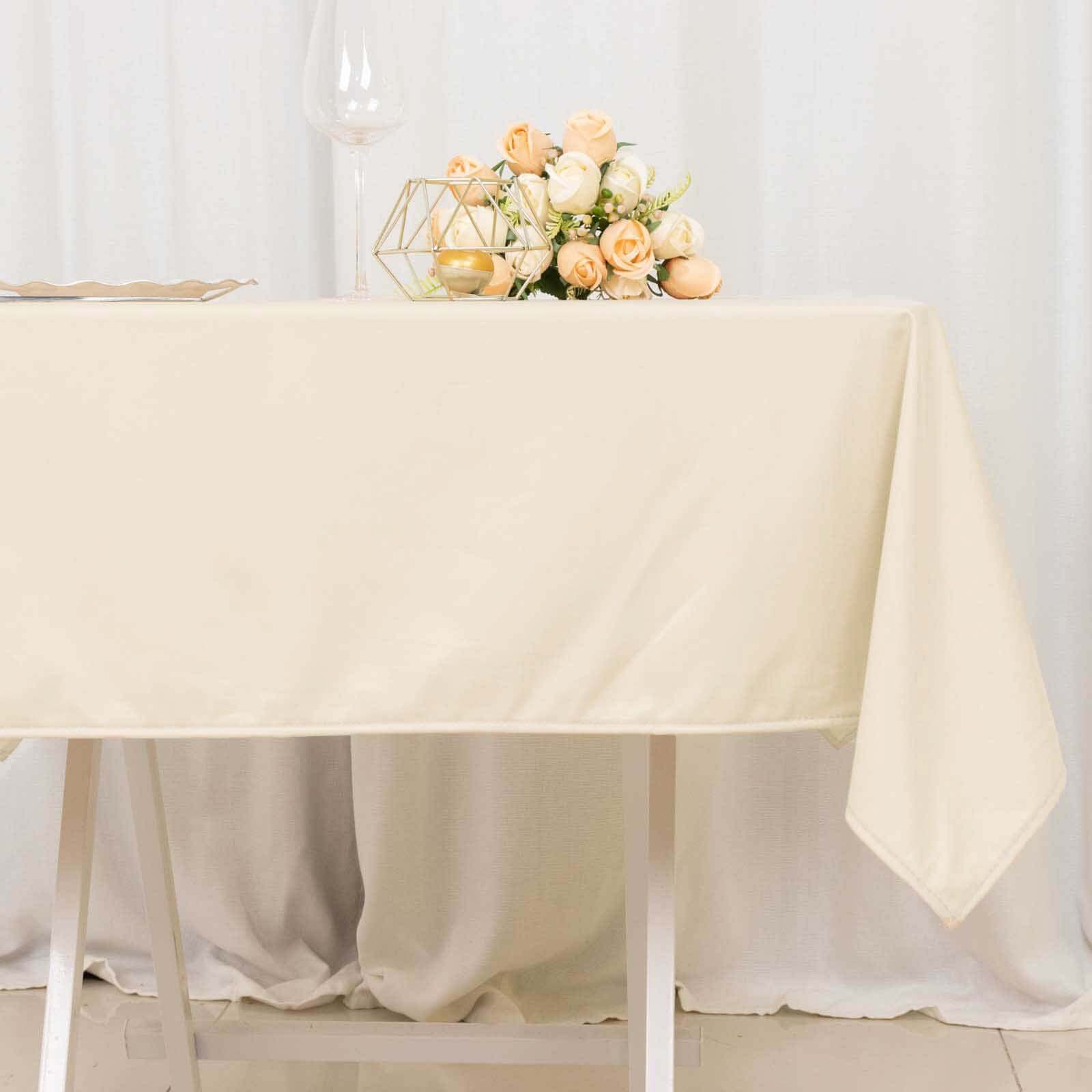 Scuba Square Table Overlay 54"x54" Beige - Wrinkle Free Tablecloth Topper - Image 2
