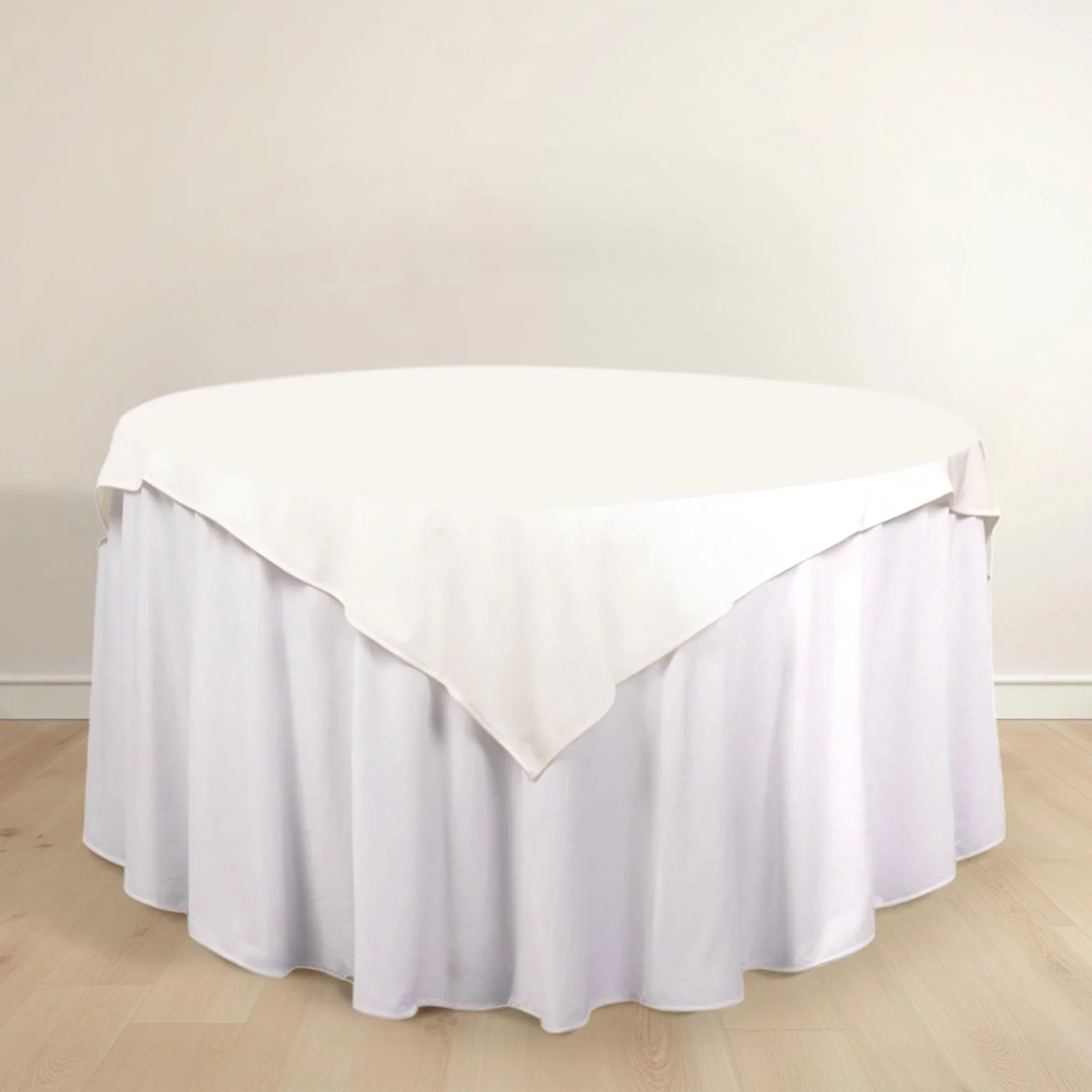 Scuba Square Table Overlay 54"x54" Ivory - Wrinkle Free Tablecloth Topper