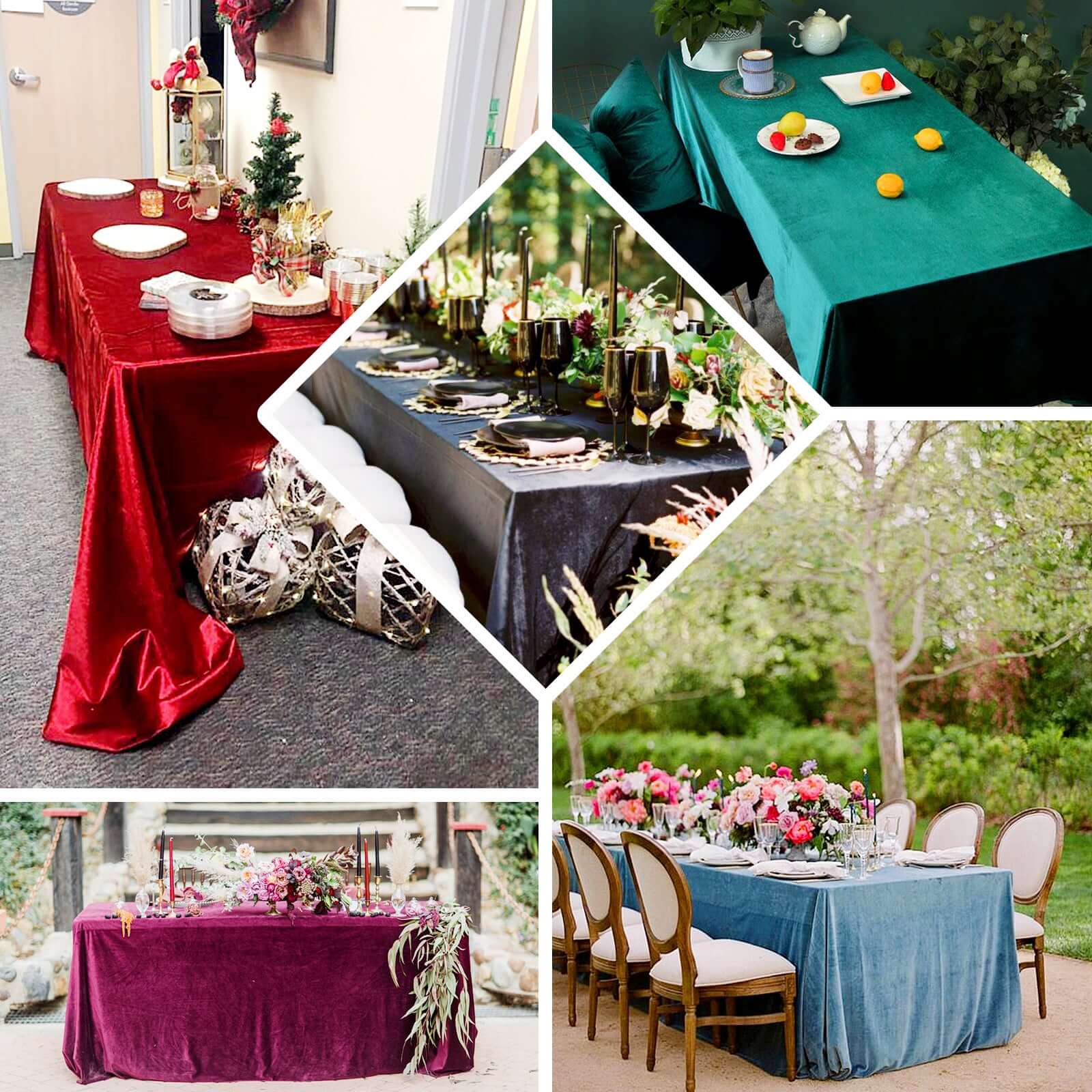 Premium Velvet Rectangle Tablecloth 90"x132" Hunter Emerald Green - Soft Textured Feel Reusable Seamless Table Cover - Image 4