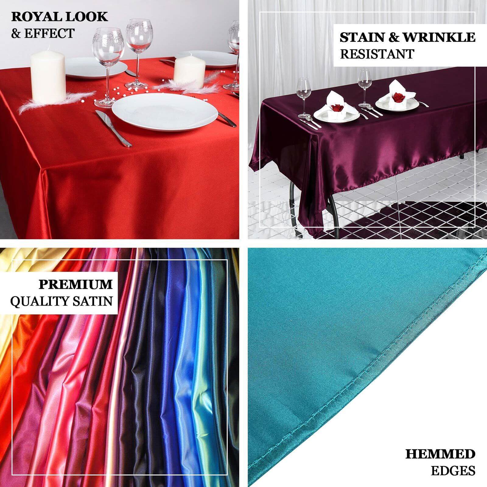 Satin Rectangular Tablecloth 60"x102" Navy Blue - Wrinkle-Resistant & Durable Table Cover - Image 4
