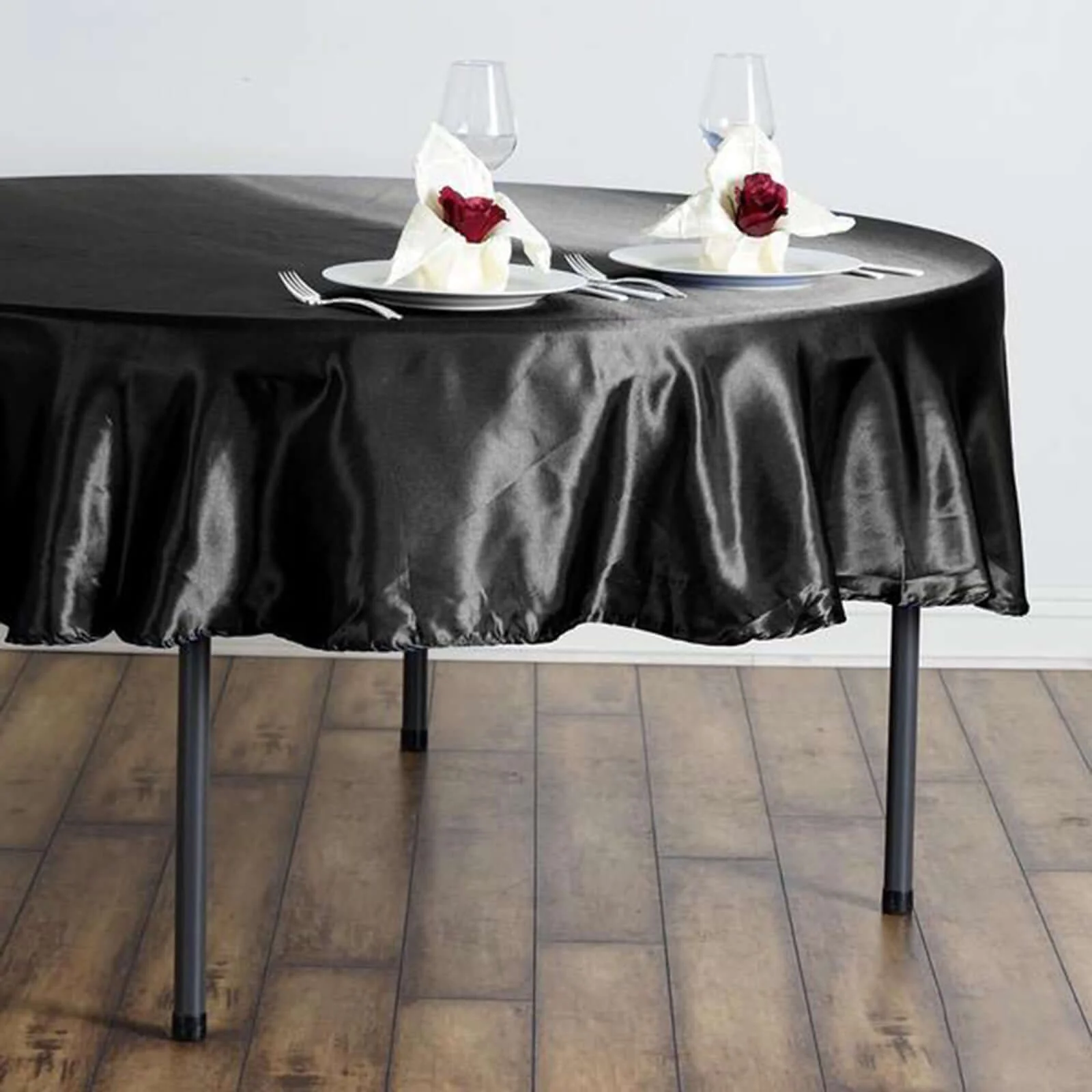 Satin Round Tablecloth 90" Black - Smooth & Durable Table Cover - Image 2
