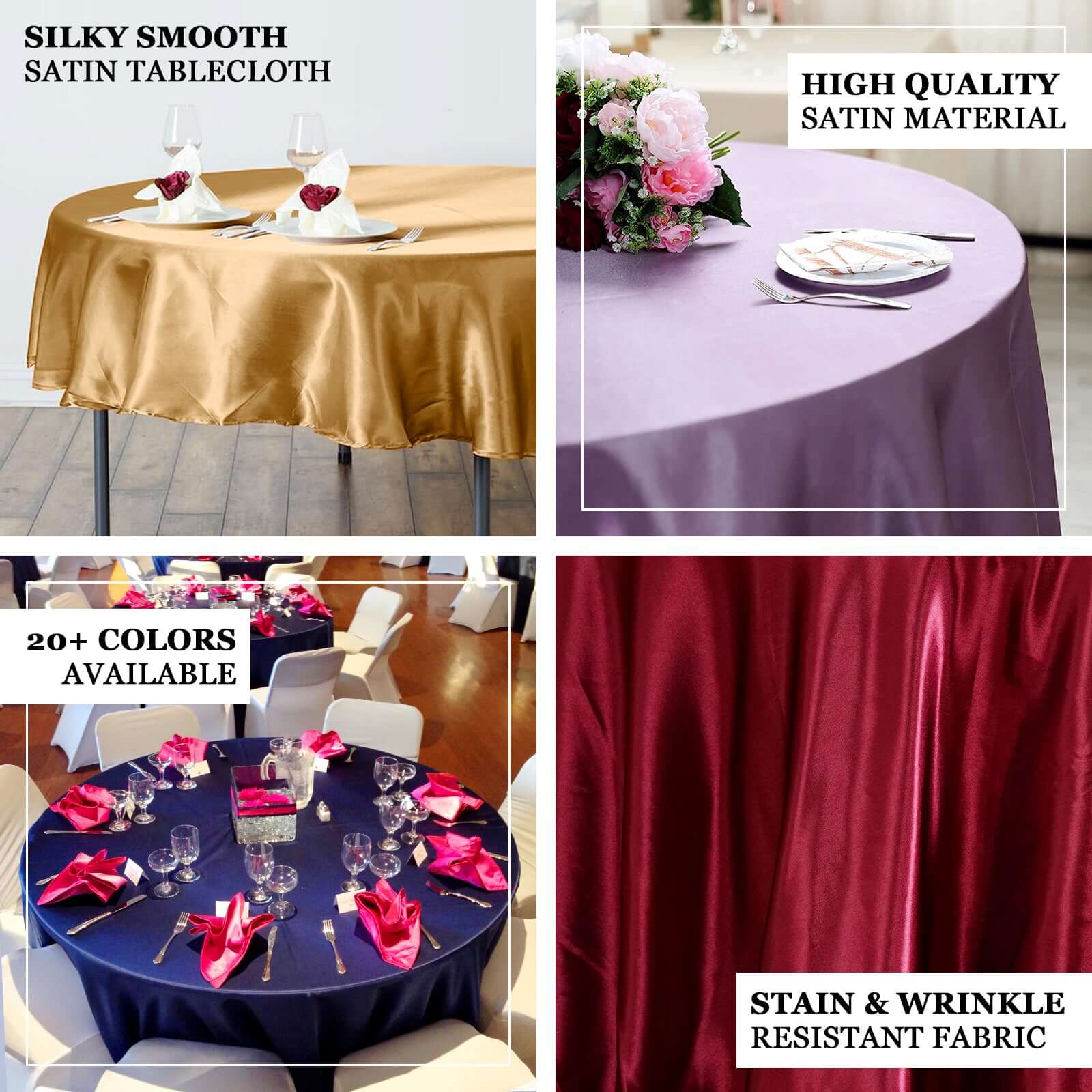 Satin Round Tablecloth 90" Black - Smooth & Durable Table Cover - Image 4
