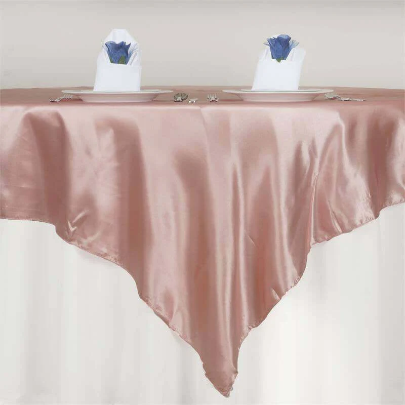 Satin Table Overlay 72"x72" Dusty Rose - Wrinkle Resistant & Smooth Table Topper - Image 6