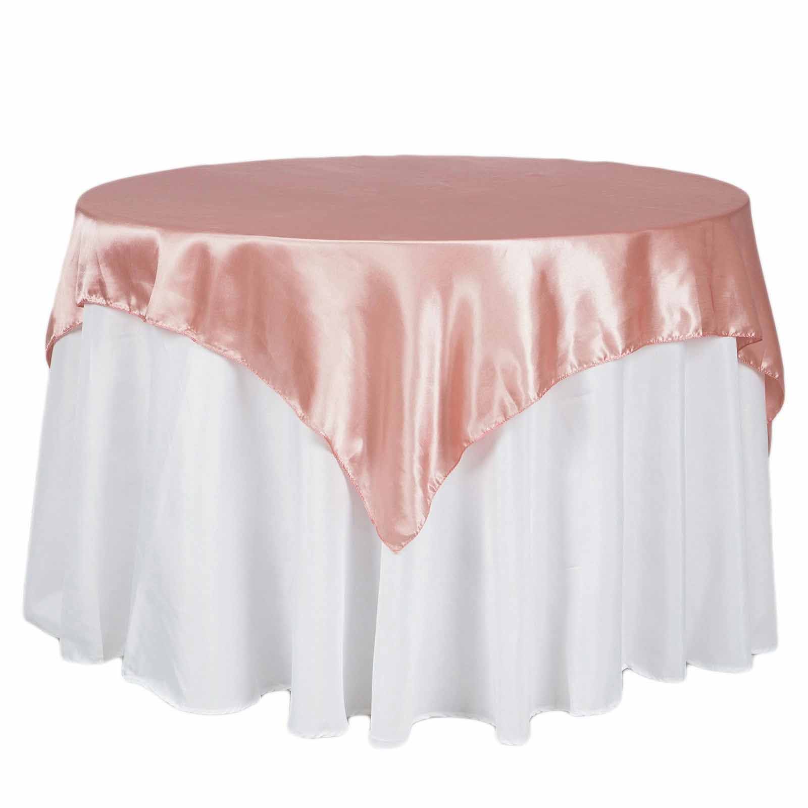 Satin Table Overlay 72"x72" Dusty Rose - Wrinkle Resistant & Smooth Table Topper - Image 7