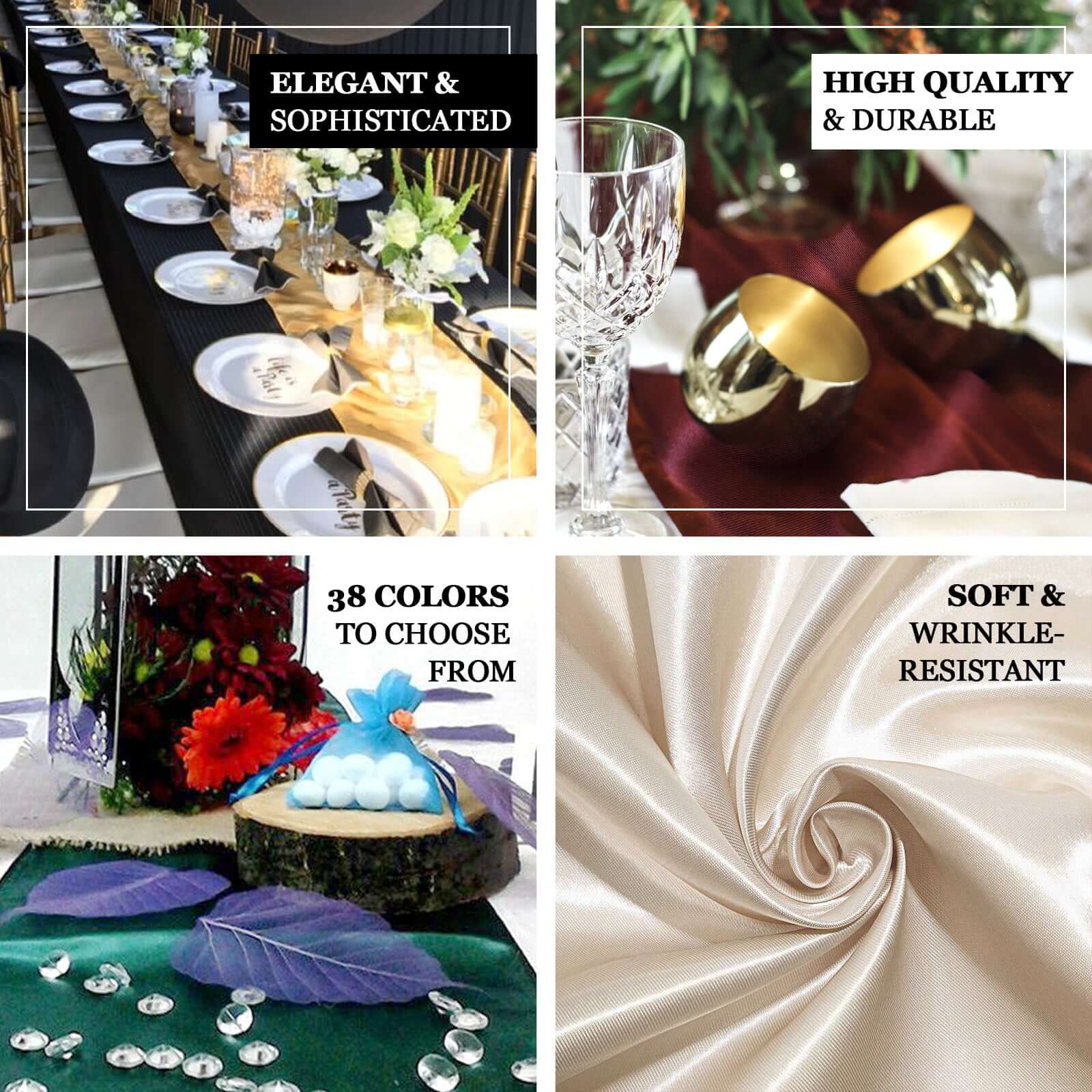 Satin Table Runner 12"x108" Royal Blue - Stylish Table Linen - Image 4