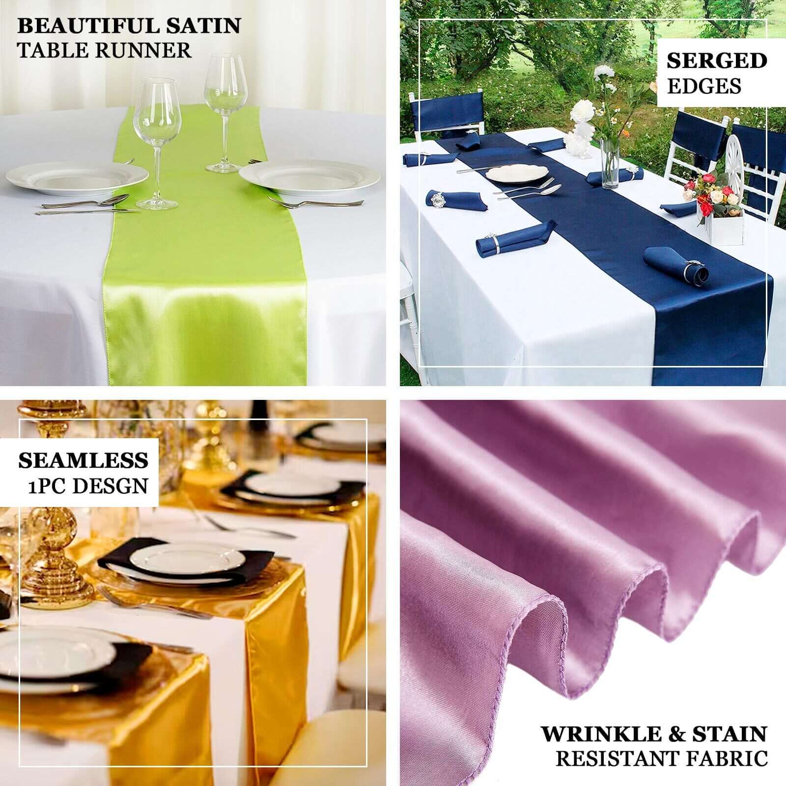 Satin Table Runner 12"x108" Royal Blue - Stylish Table Linen - Image 6