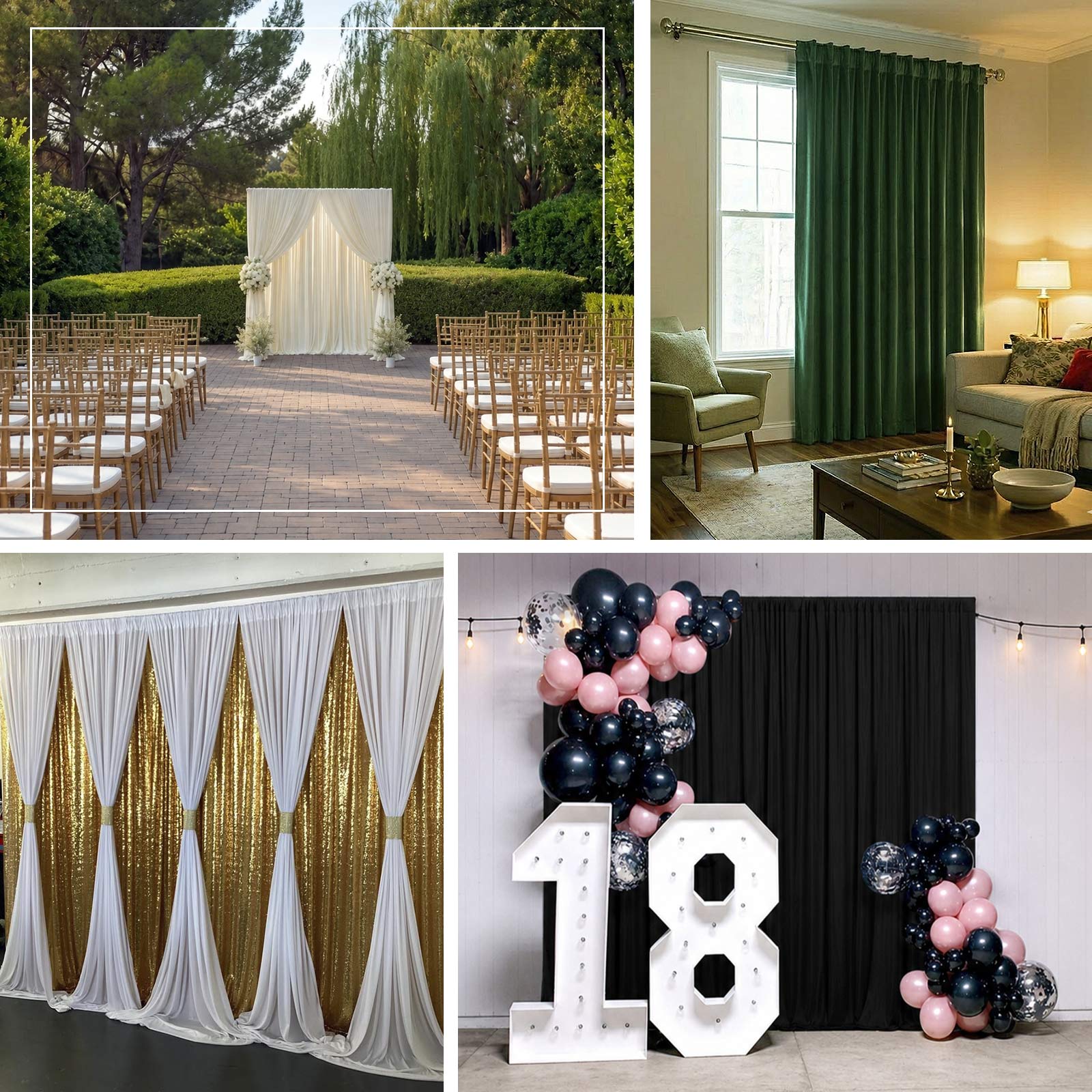 Scuba Polyester Backdrop Curtain Silver 10ftx10ft Durable Flame Resistant Wrinkle-Free Event Drape Panel With Rod Pocket - Image 5