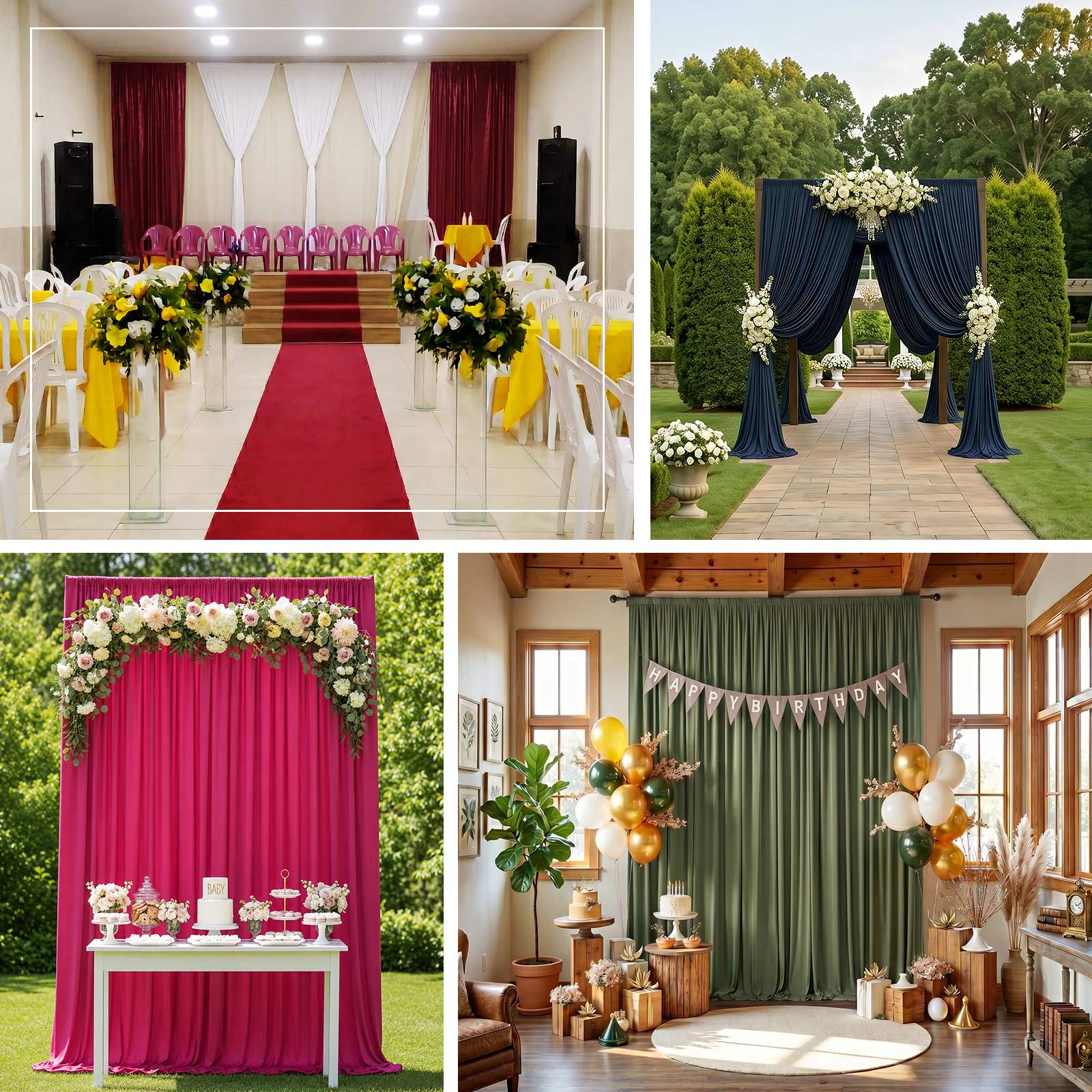 Scuba Polyester Backdrop Curtain Burgundy 10ftx12ft Durable Flame Resistant Wrinkle-Free Event Drape Panel With Rod Pocket - Image 5