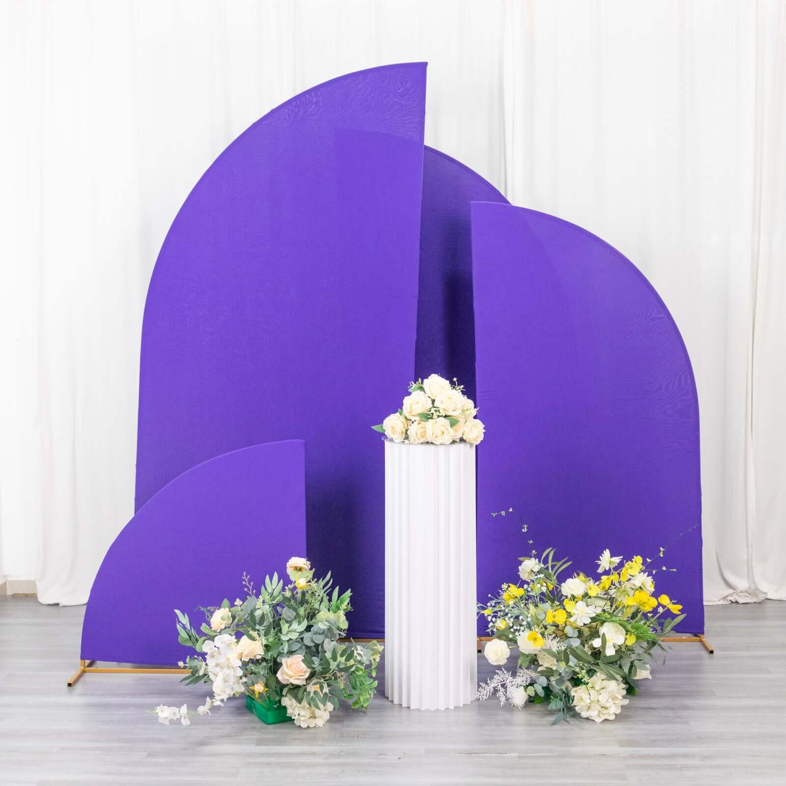 Set of 4 Matte Purple Fitted Spandex Half Moon Wedding Arch Covers, Custom Fit Chiara Backdrop Stand Covers 2.5ft,5ft,6ft,7ft - Image 9