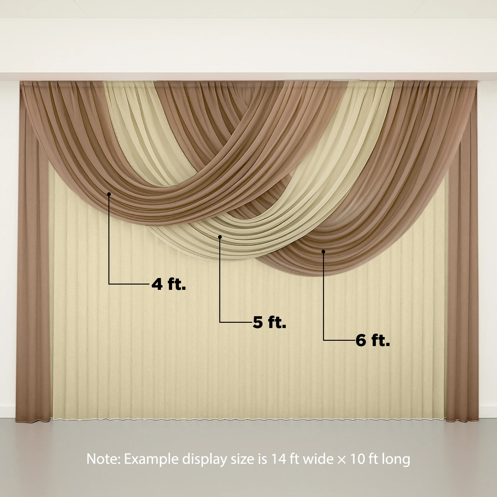 Sheer Chiffon Valance Curtain 4ft x 6ft – Taupe Wedding Arch Voile Drape with Rod Pocket, Backdrop Panel