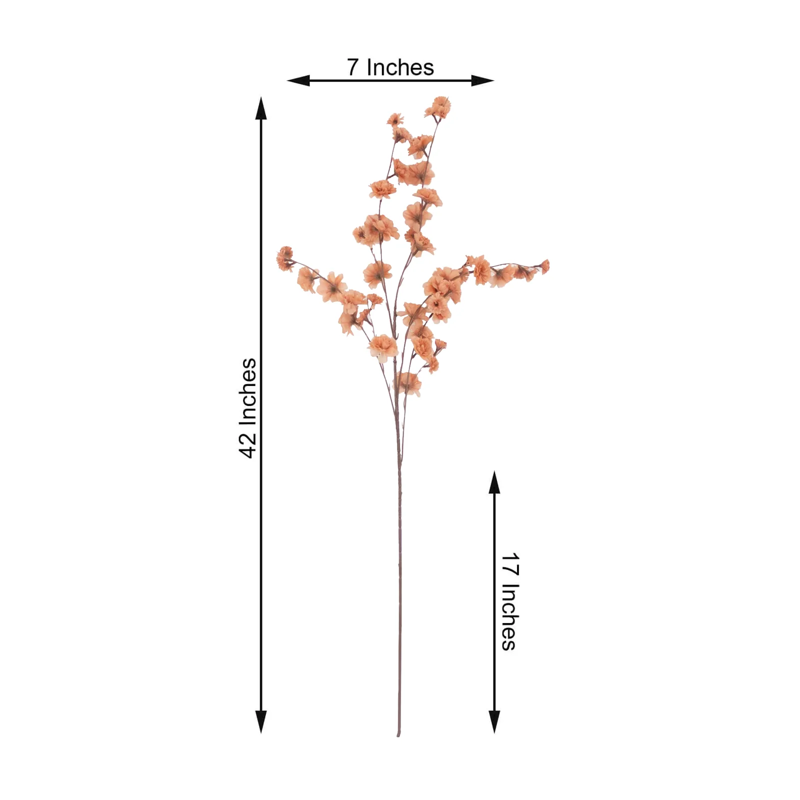2 Branches Terracotta (Rust) Artificial Silk Carnation Flower Stems 42" Tall - Image 3