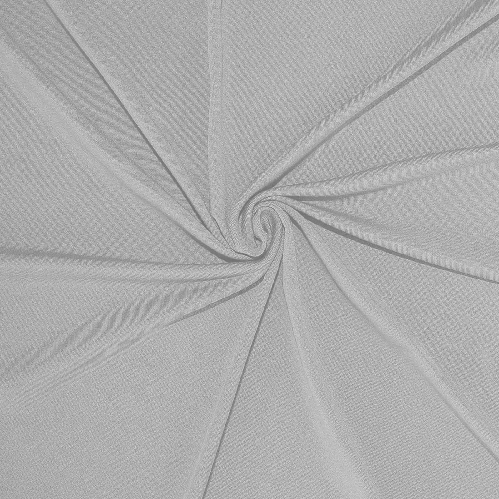 Silver 4-Way Stretch Spandex Backdrop Drape Curtain, Wrinkle Free Event Divider Panel with Rod Pockets - 5ftx14ft - Image 7