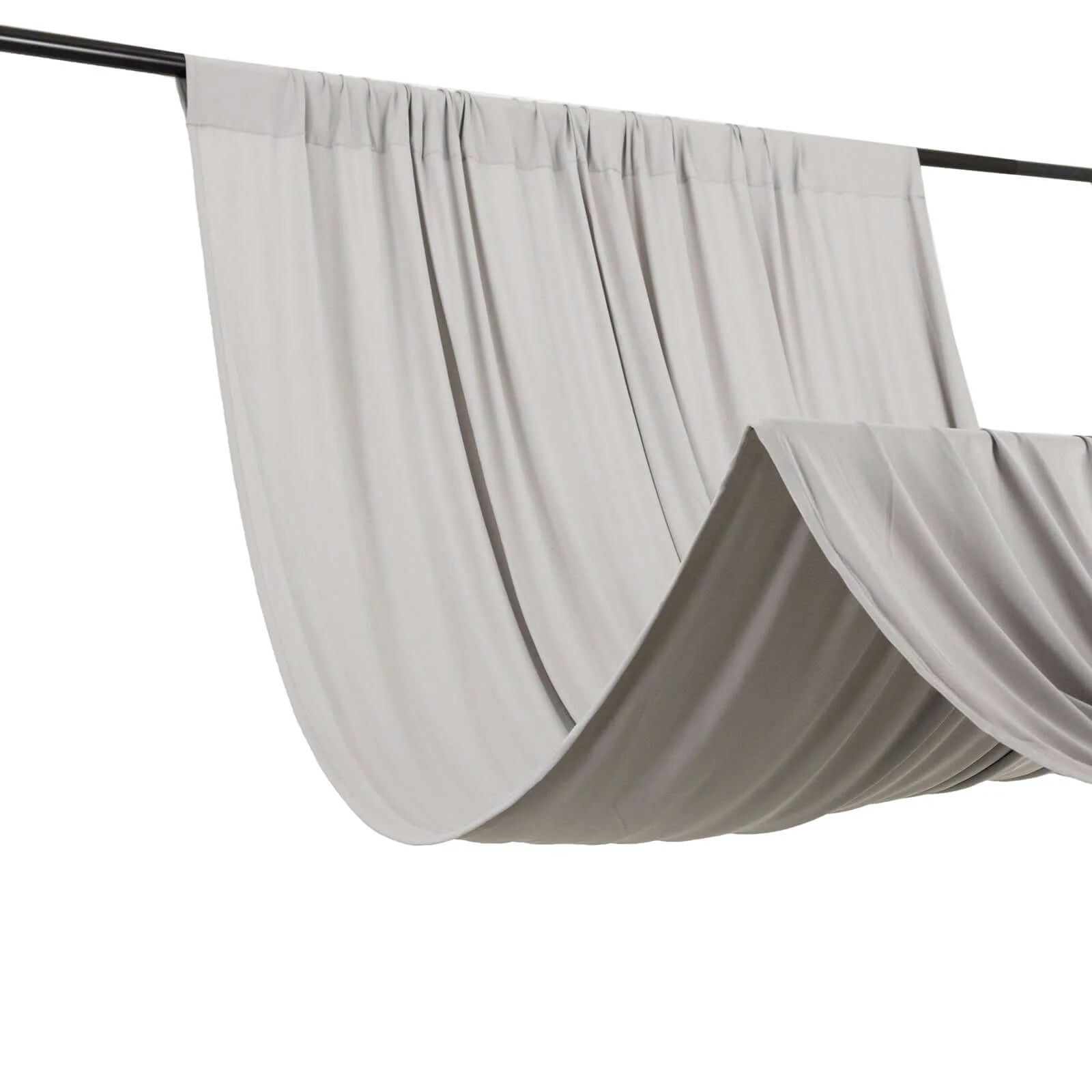 Silver 4-Way Stretch Spandex Backdrop Drape Curtain, Wrinkle Free Event Divider Panel with Rod Pockets - 5ftx14ft - Image 8