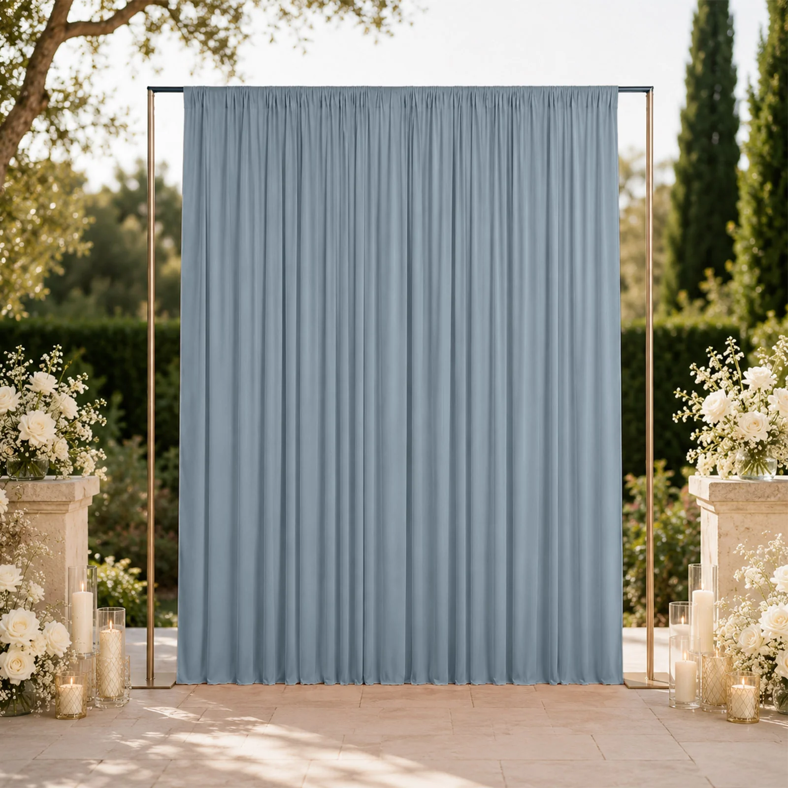 Spandex Backdrop Curtain Dusty Blue 10ft x 12ft, 4-Way Stretch Wrinkle-Free Photo Booth Backdrop with Rod Pockets for Wedding & Events - Image 3