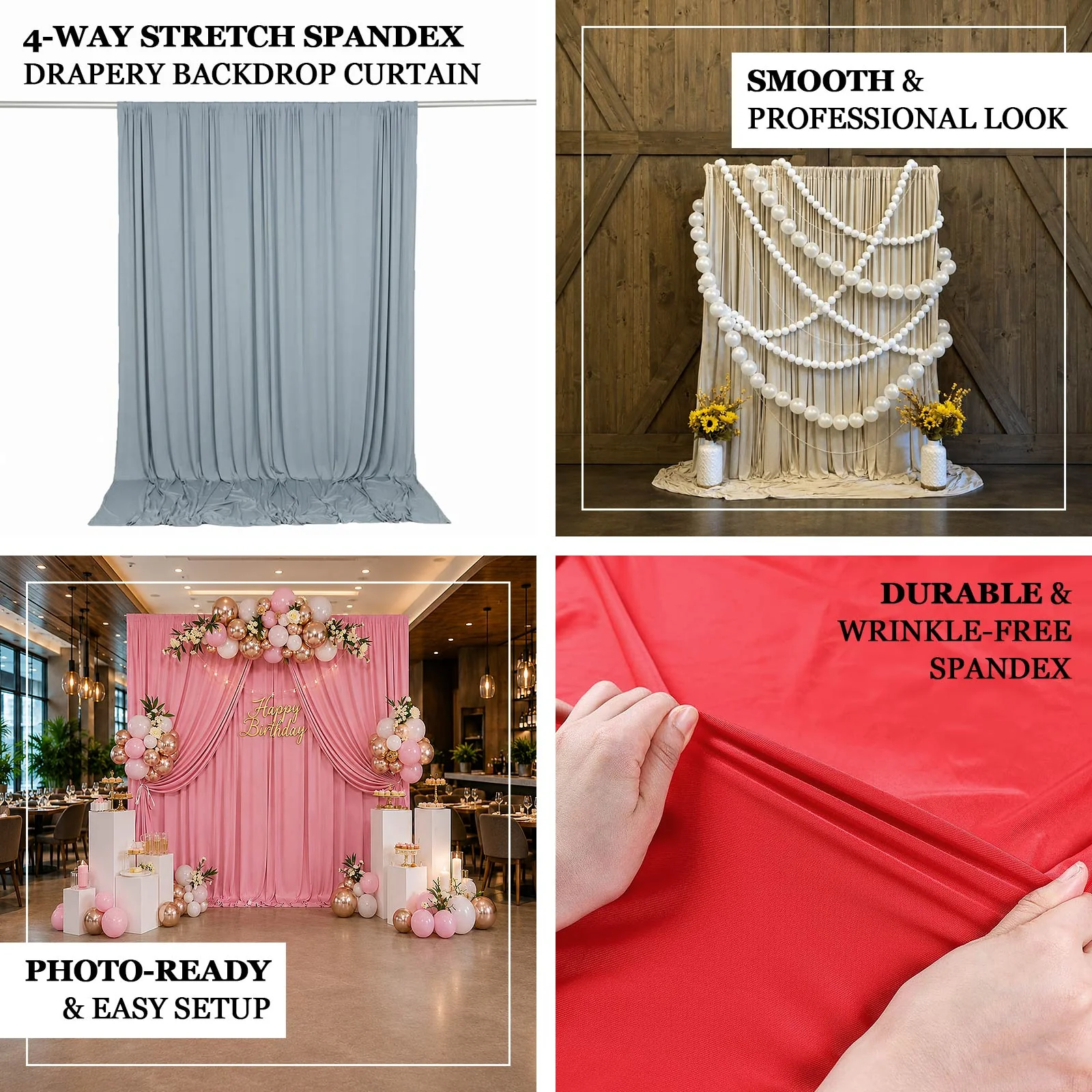 Spandex Backdrop Curtain Lavender Lilac 10ft x 10ft, 4-Way Stretch Wrinkle-Free Photo Booth Backdrop with Rod Pockets for Wedding & Events - Image 4