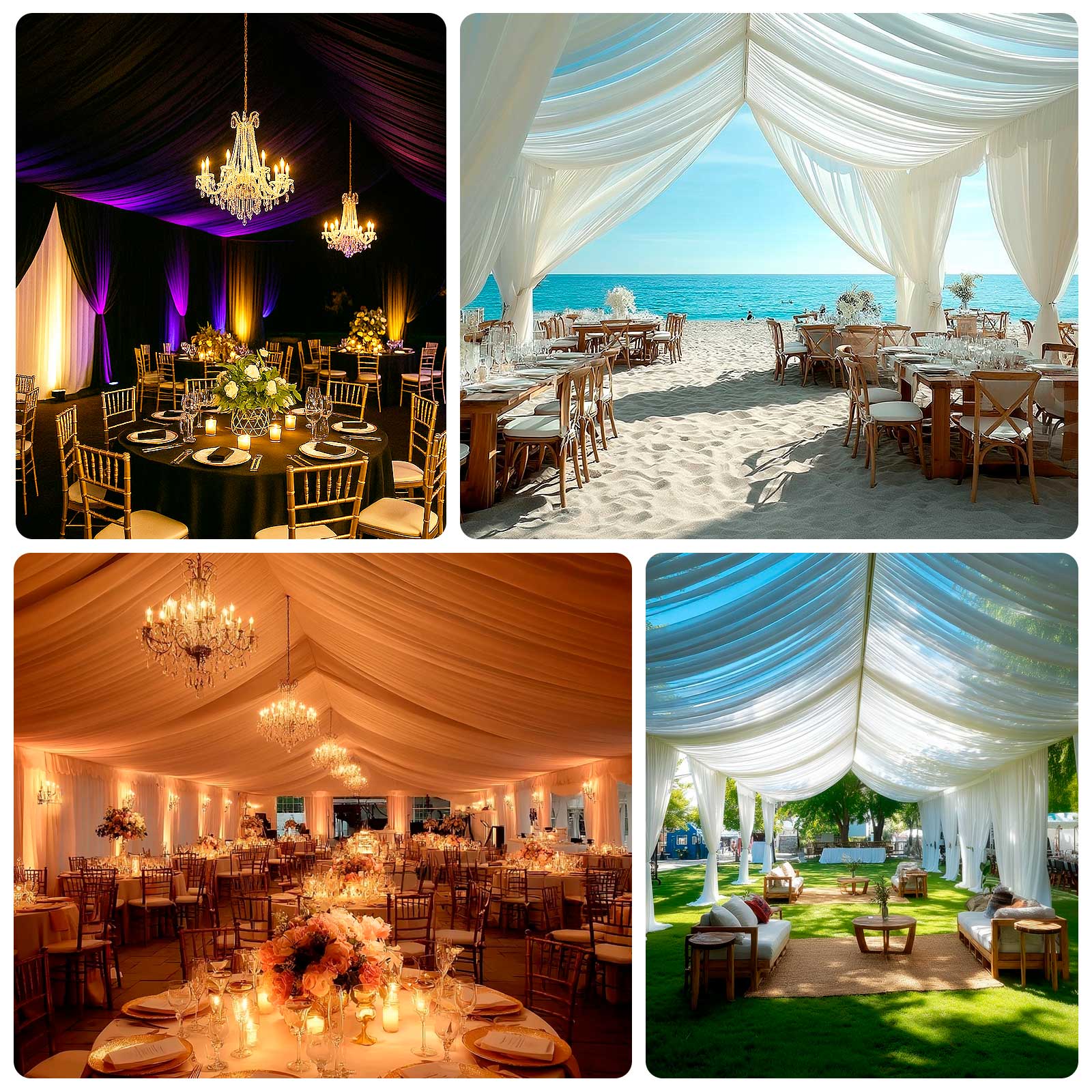 Stretch Spandex Tent Ceiling Drape – 25ft x 36ft, Ivory 100GSM Wrinkle-Free Fabric Ceiling Liner with Pole Pockets, Standard - Image 5