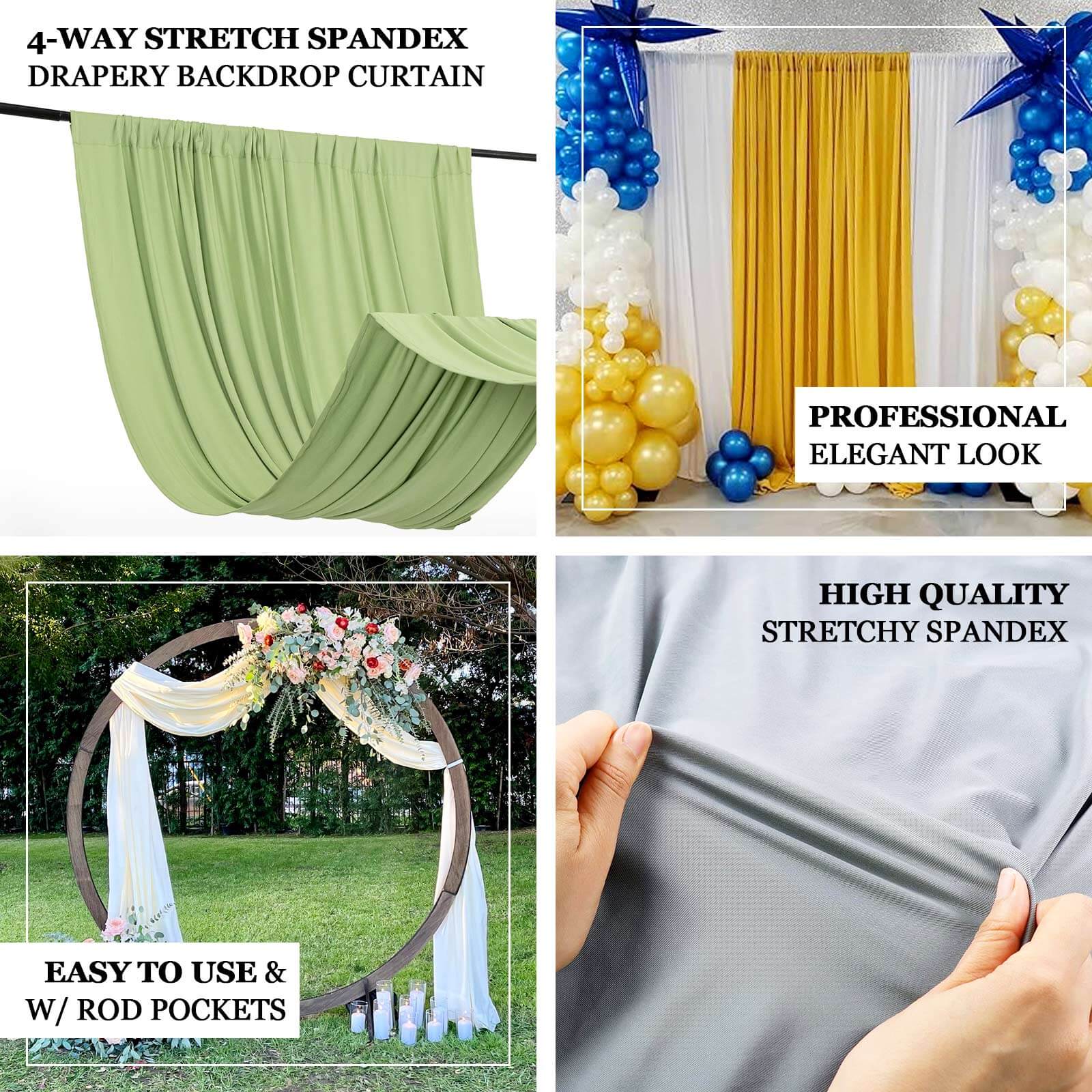 Terracotta (Rust) 4-Way Stretch Spandex Backdrop Drape Curtain, Wrinkle Free Event Divider Panel with Rod Pockets - 5ftx10ft - Image 4