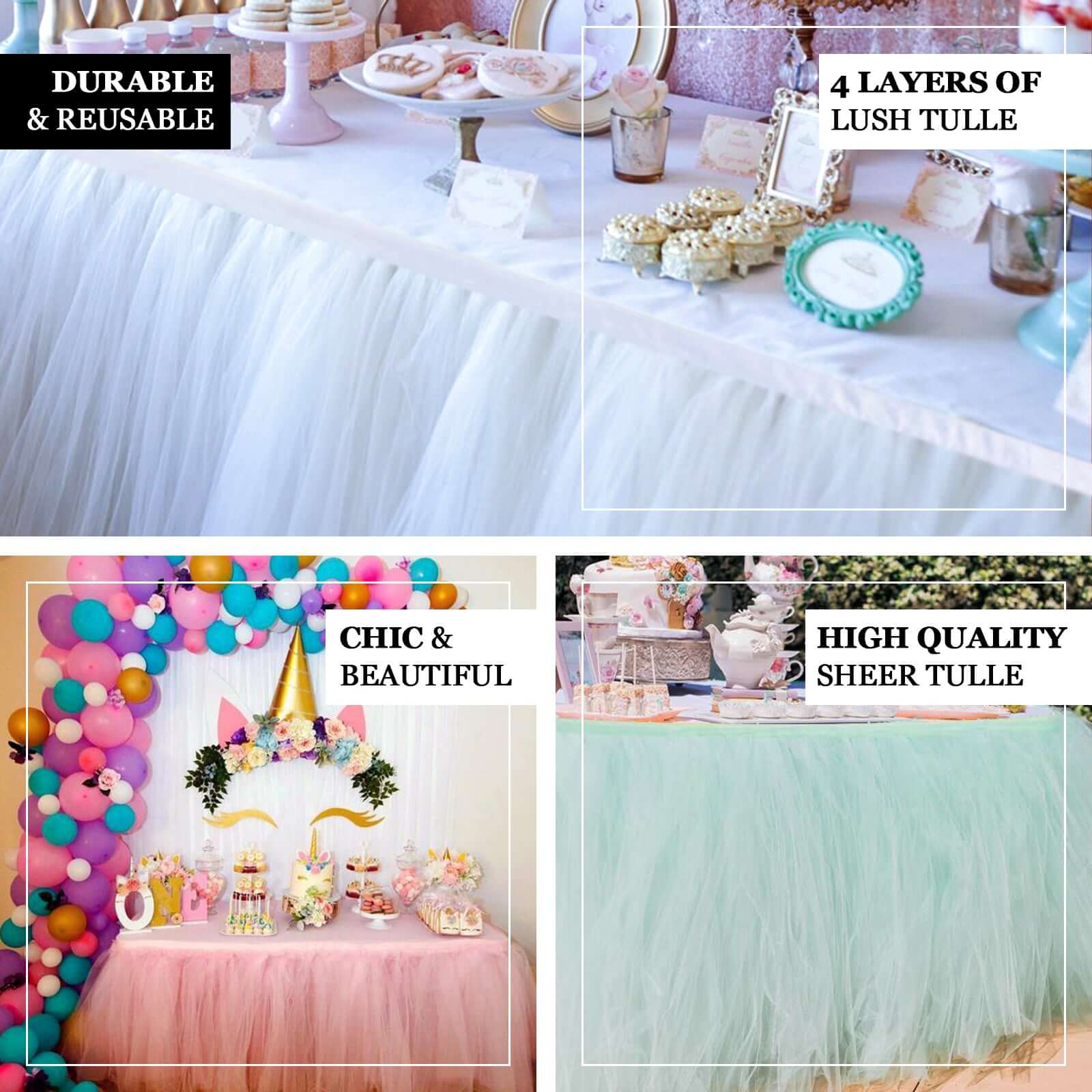 Tulle Table Skirt 14ft Blush - 4 Layer Pleated Tutu Table Cover - Image 4