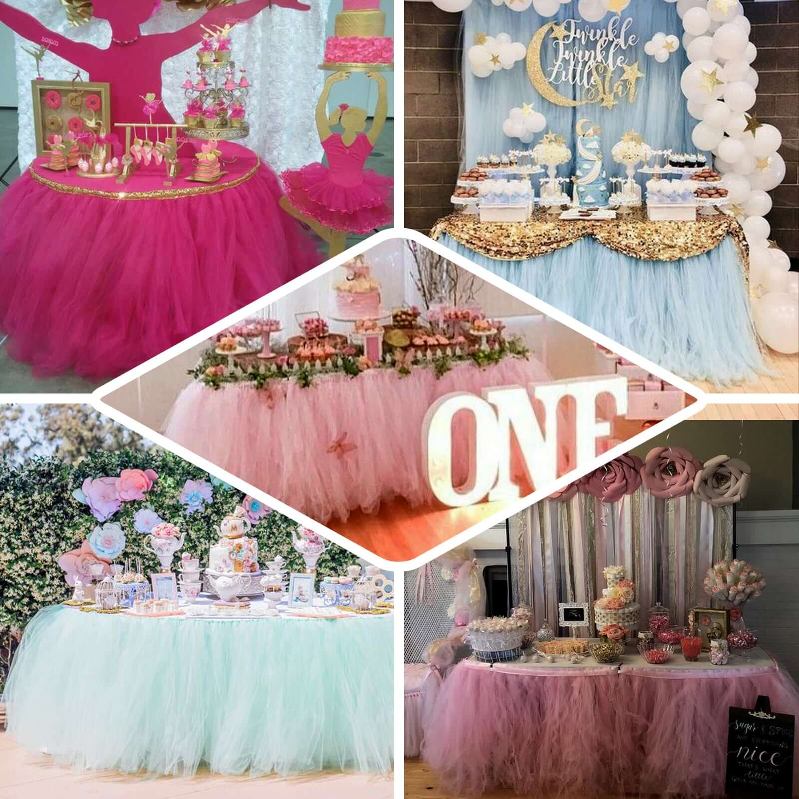 Tulle Table Skirt 14ft Blush - 4 Layer Pleated Tutu Table Cover - Image 5