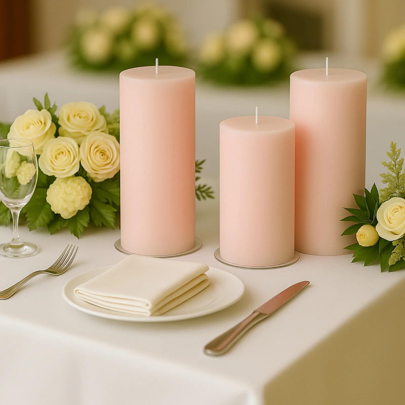 6-Pack Unscented Pillar Candles – Dripless 3"x9" Blush Paraffin Wax with Smokeless Cotton Wicks, Clean & Long-Lasting 90-Hour Burn - Image 2