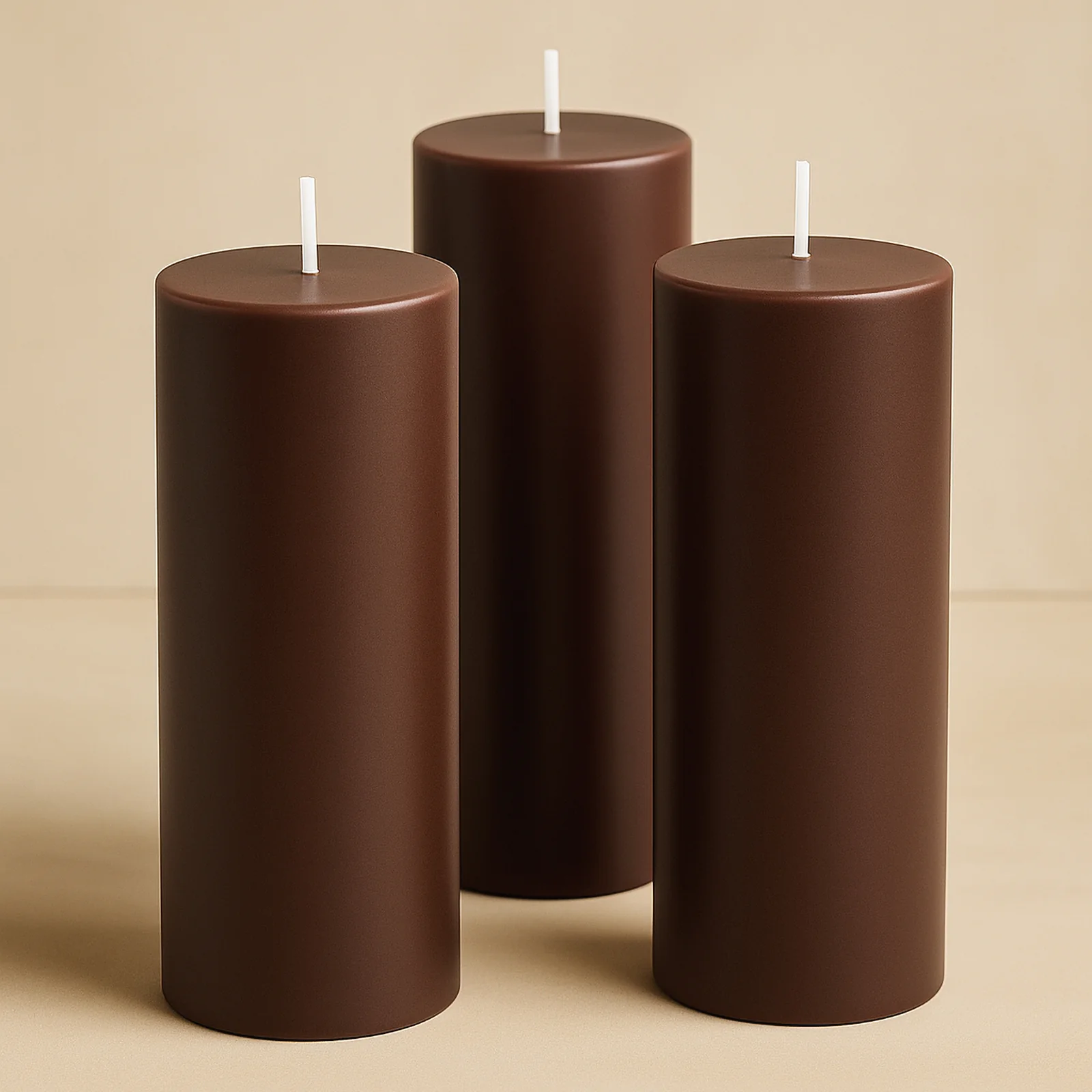 6-Pack Unscented Pillar Candles – Dripless 3"x9" Cinnamon Brown Paraffin Wax with Smokeless Cotton Wicks, Clean & Long-Lasting 90-Hour Burn - Image 8