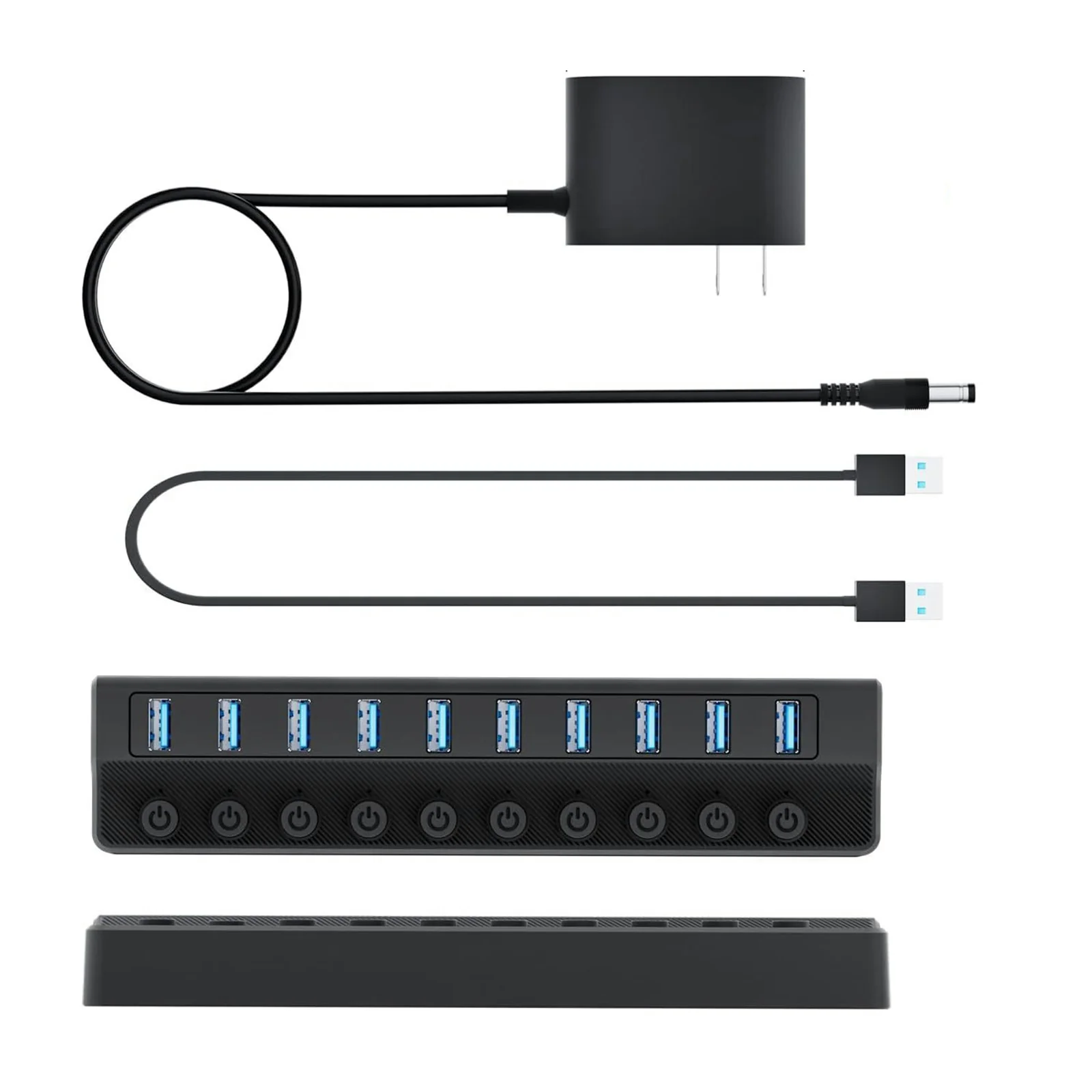 USB 3.0 10-Port Powered Charging Hub – 12V/2A with Independent Switches for LED Lamps, Event Lights & Wedding Installations - Image 2
